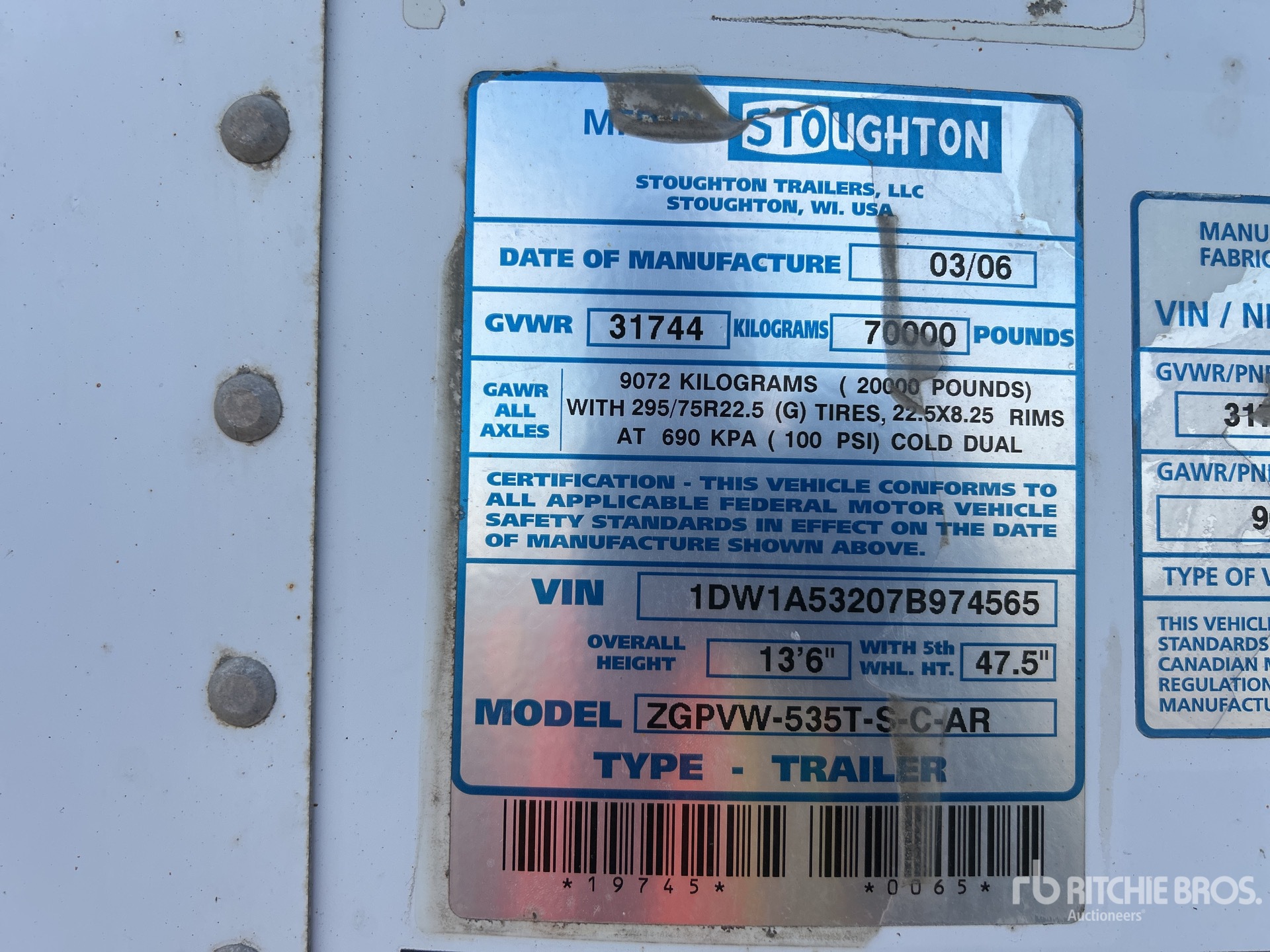 General Appearance with Serial Number / VIN