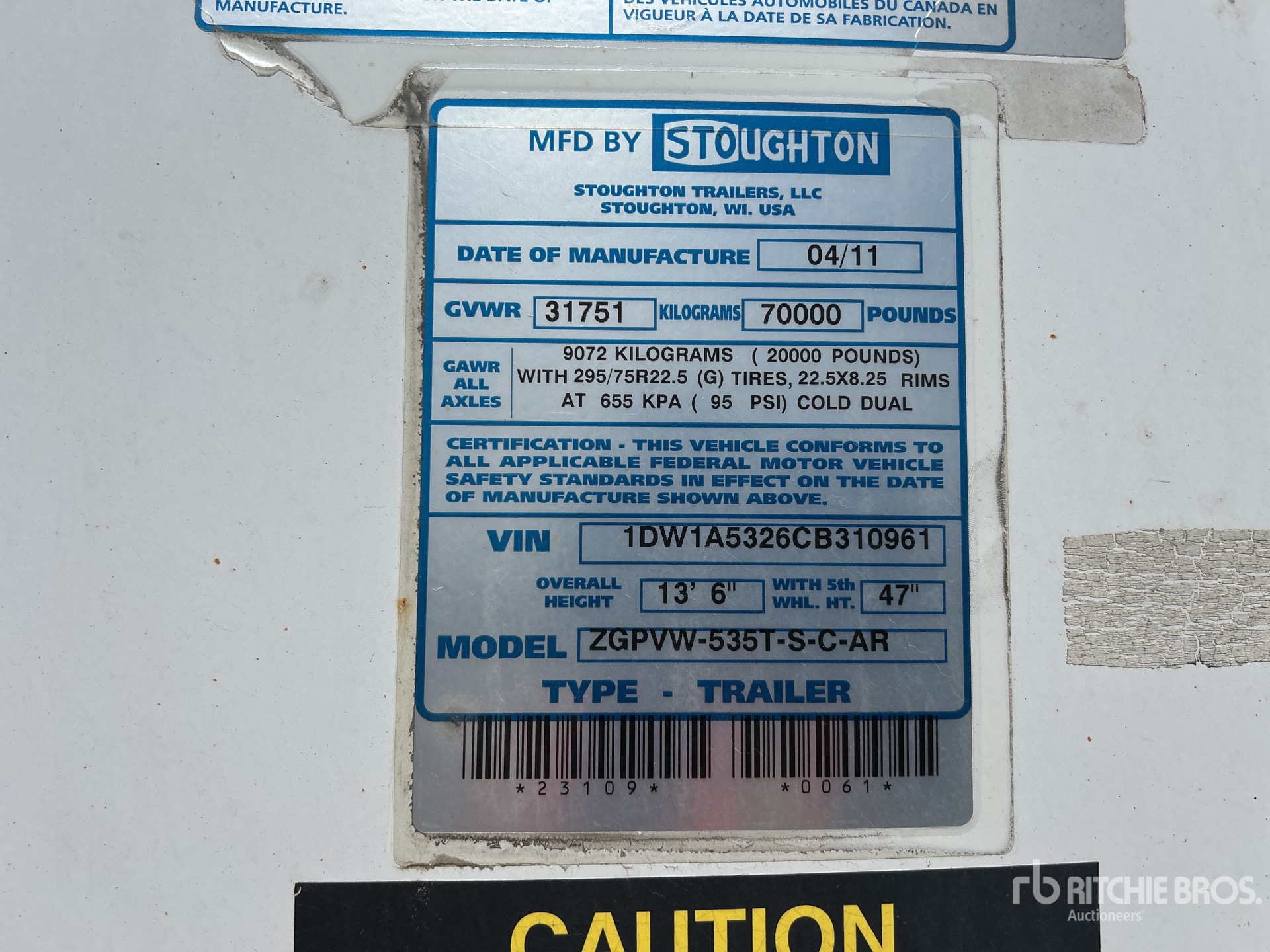 General Appearance with Serial Number / VIN