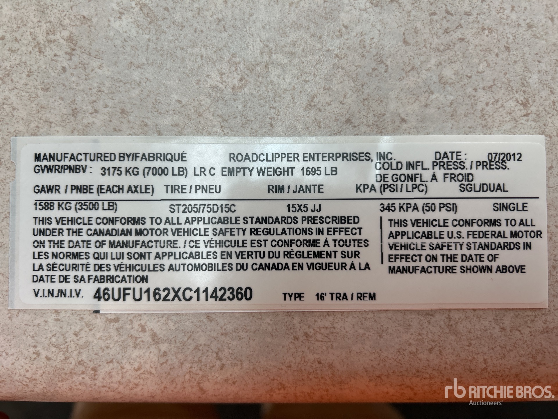 General Appearance with Serial Number / VIN