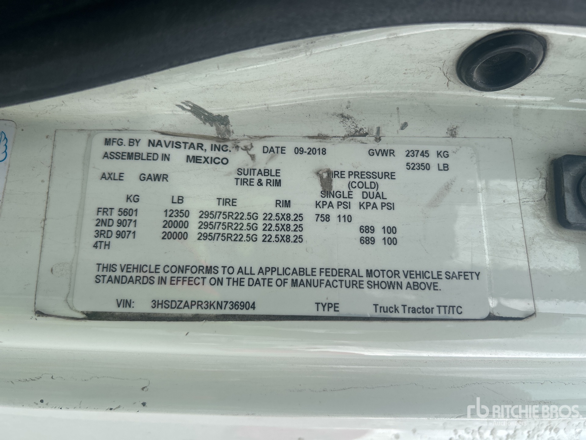 General Appearance with Serial Number / VIN