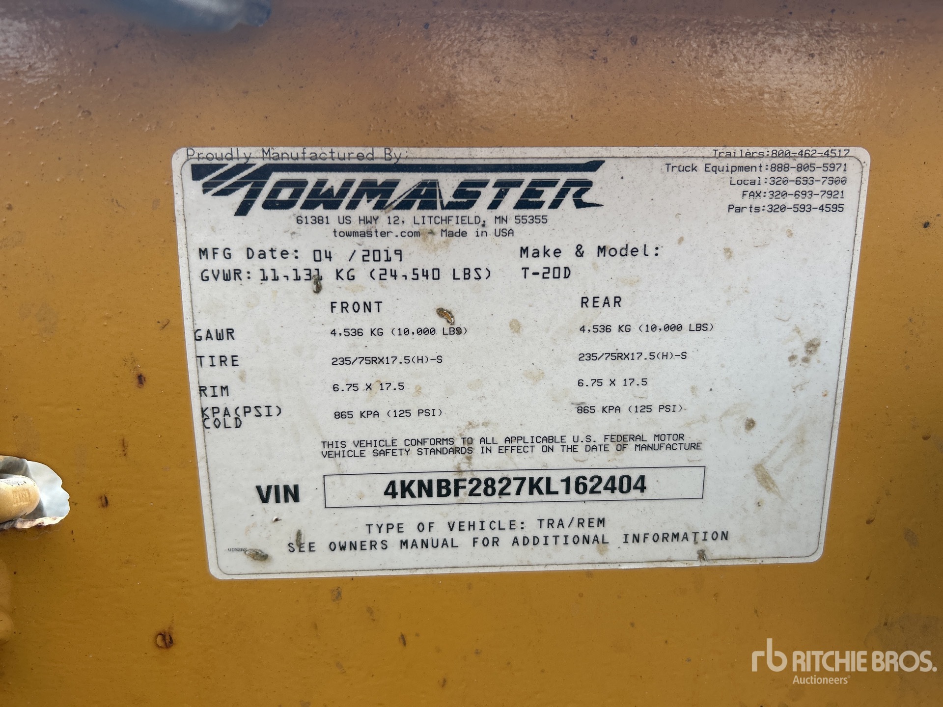 General Appearance with Serial Number / VIN