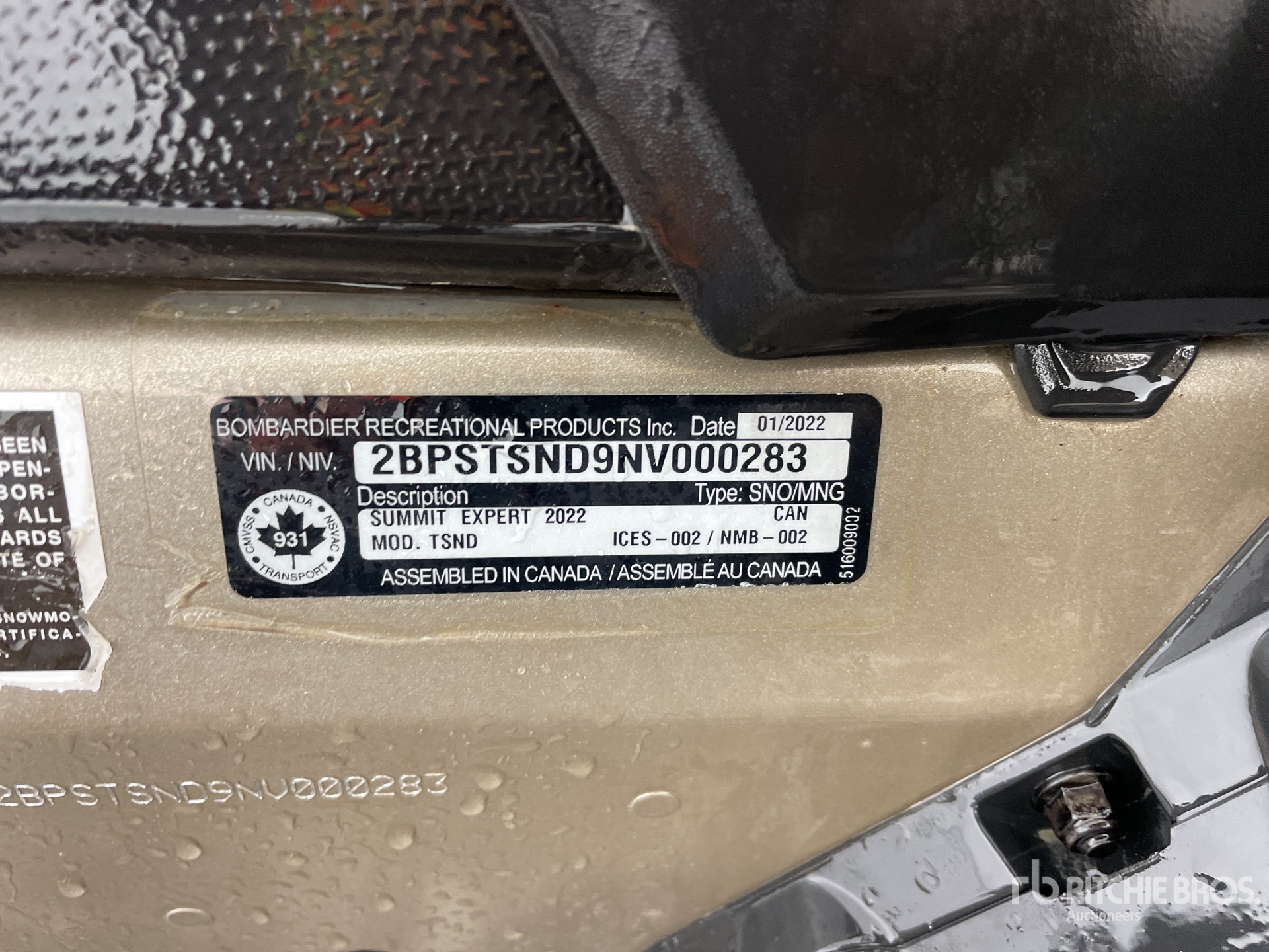 General Appearance with Serial Number / VIN