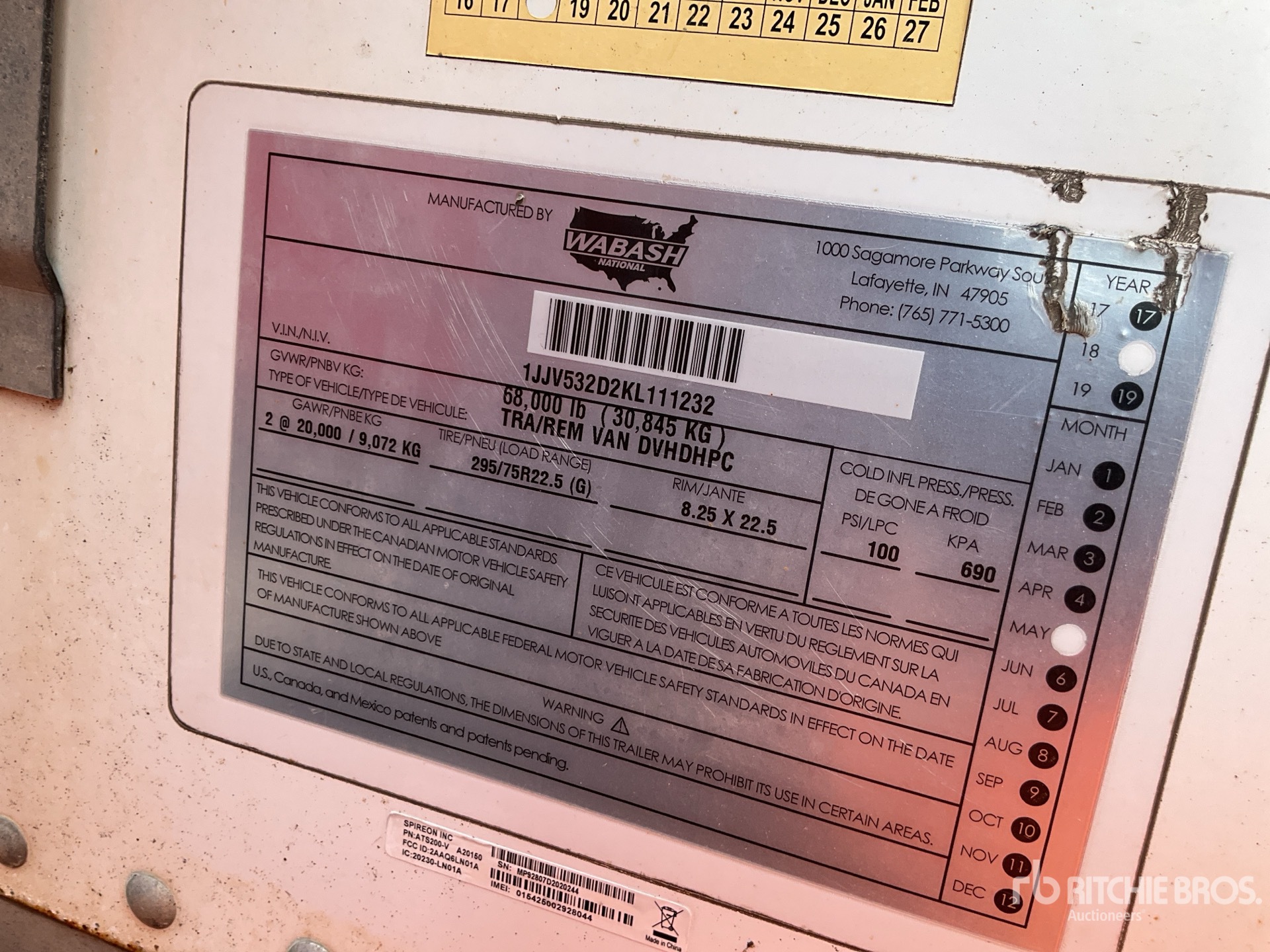 General Appearance with Serial Number / VIN