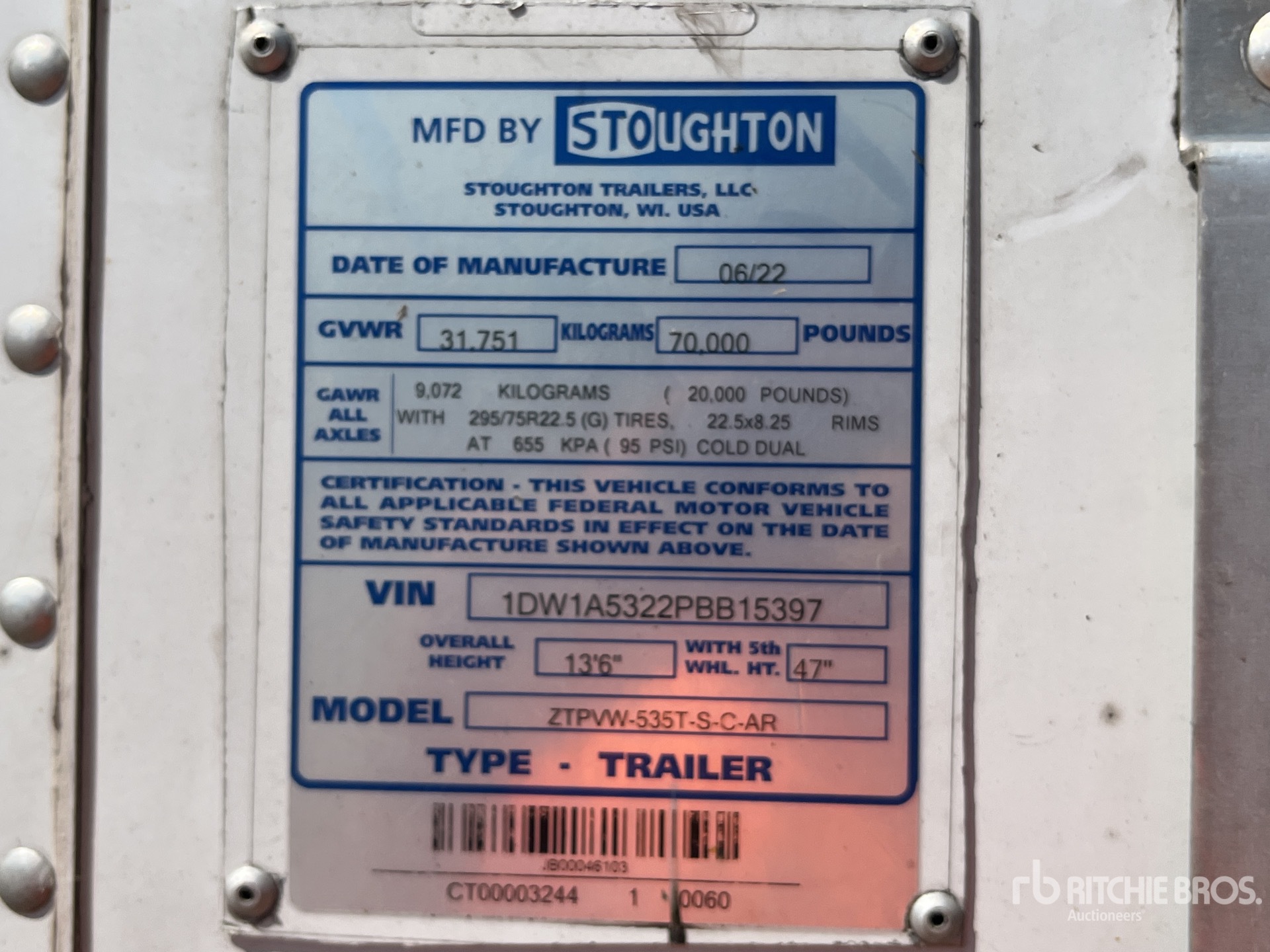 General Appearance with Serial Number / VIN