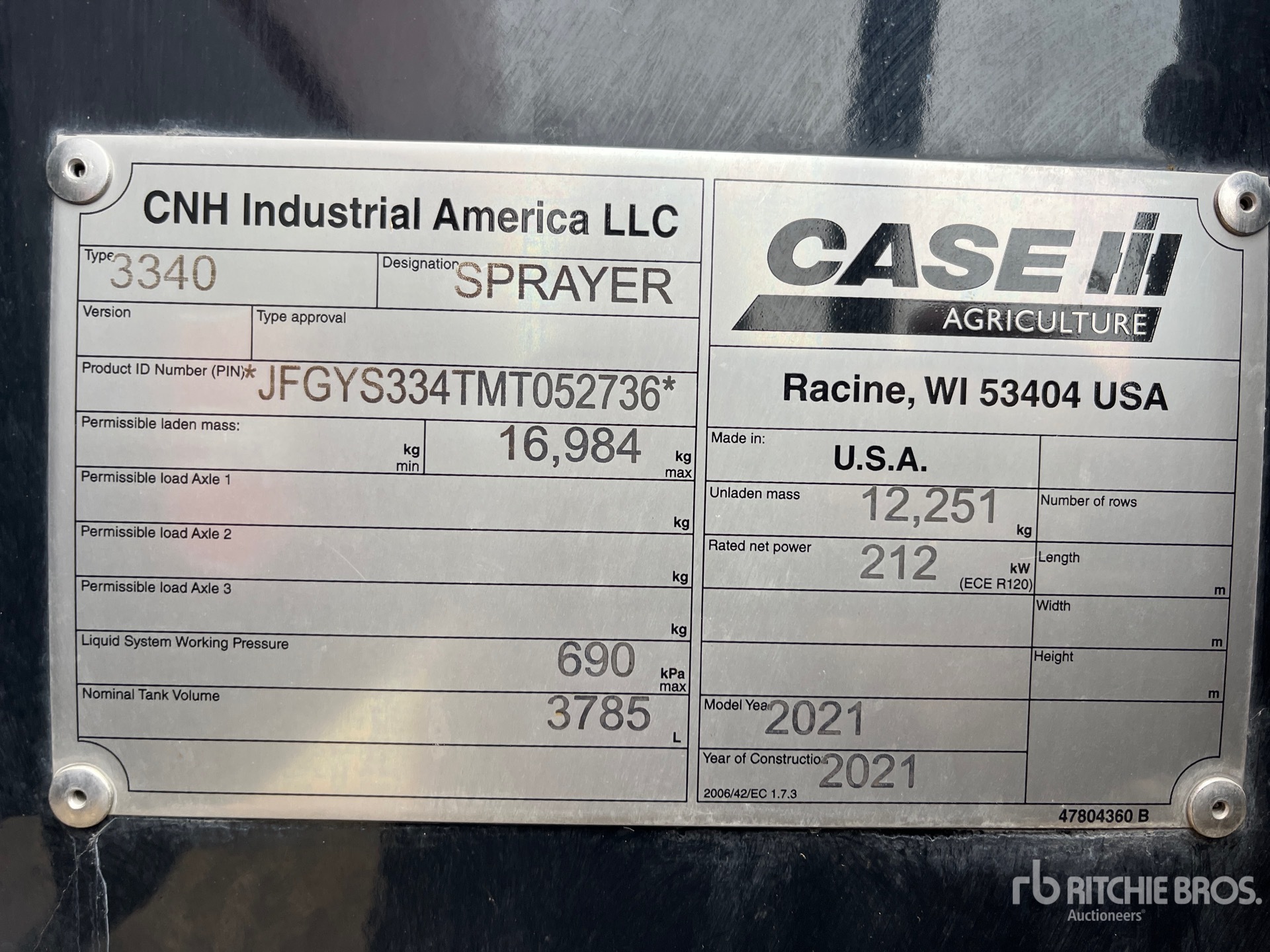 General Appearance with Serial Number / VIN