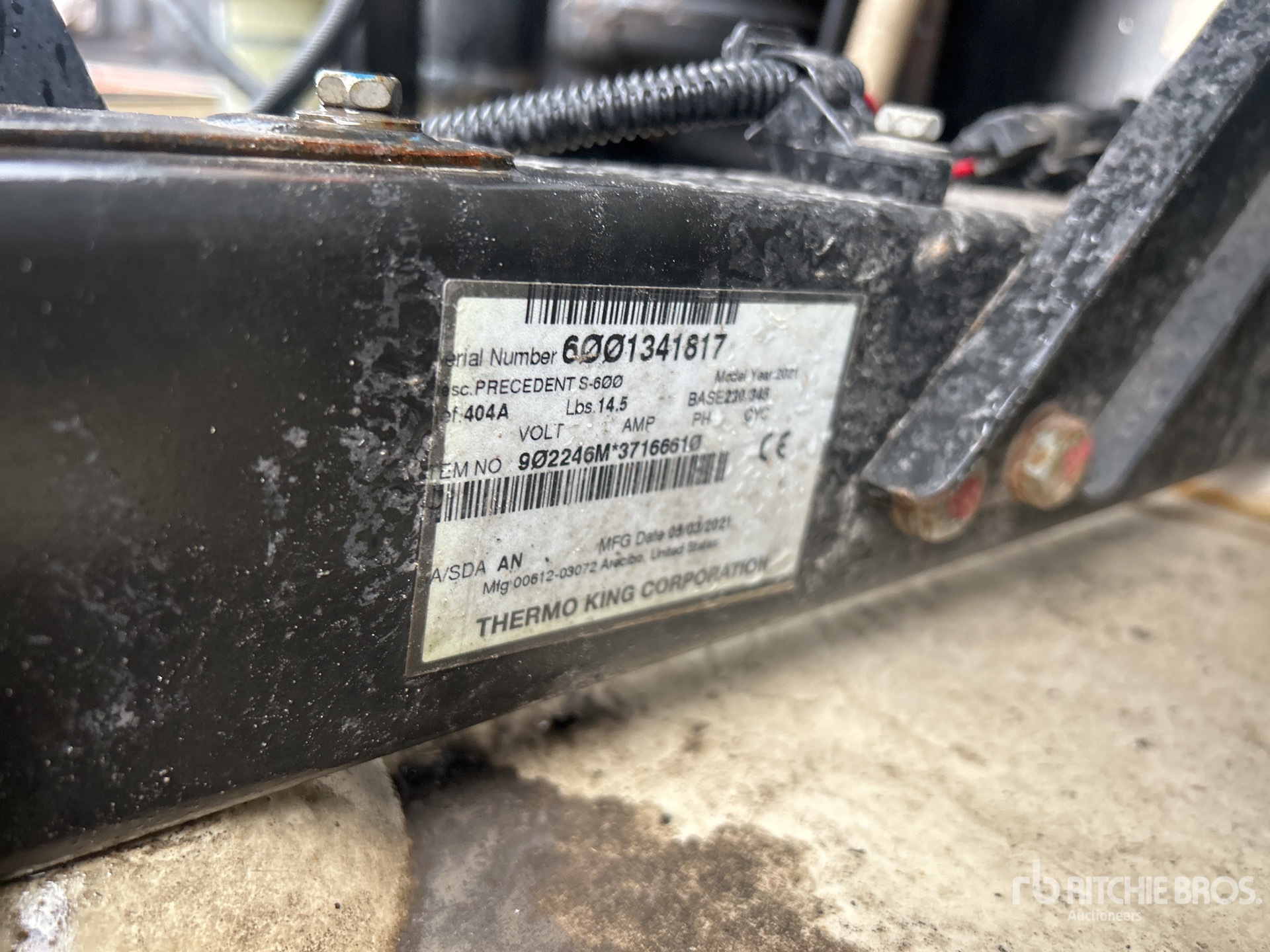 General Appearance with Refrigeration Unit Serial Number