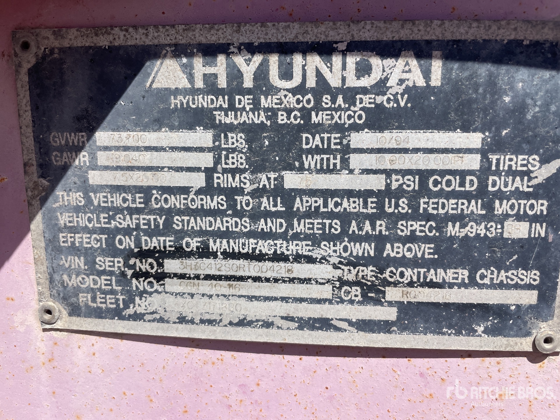 General Appearance with Serial Number / VIN