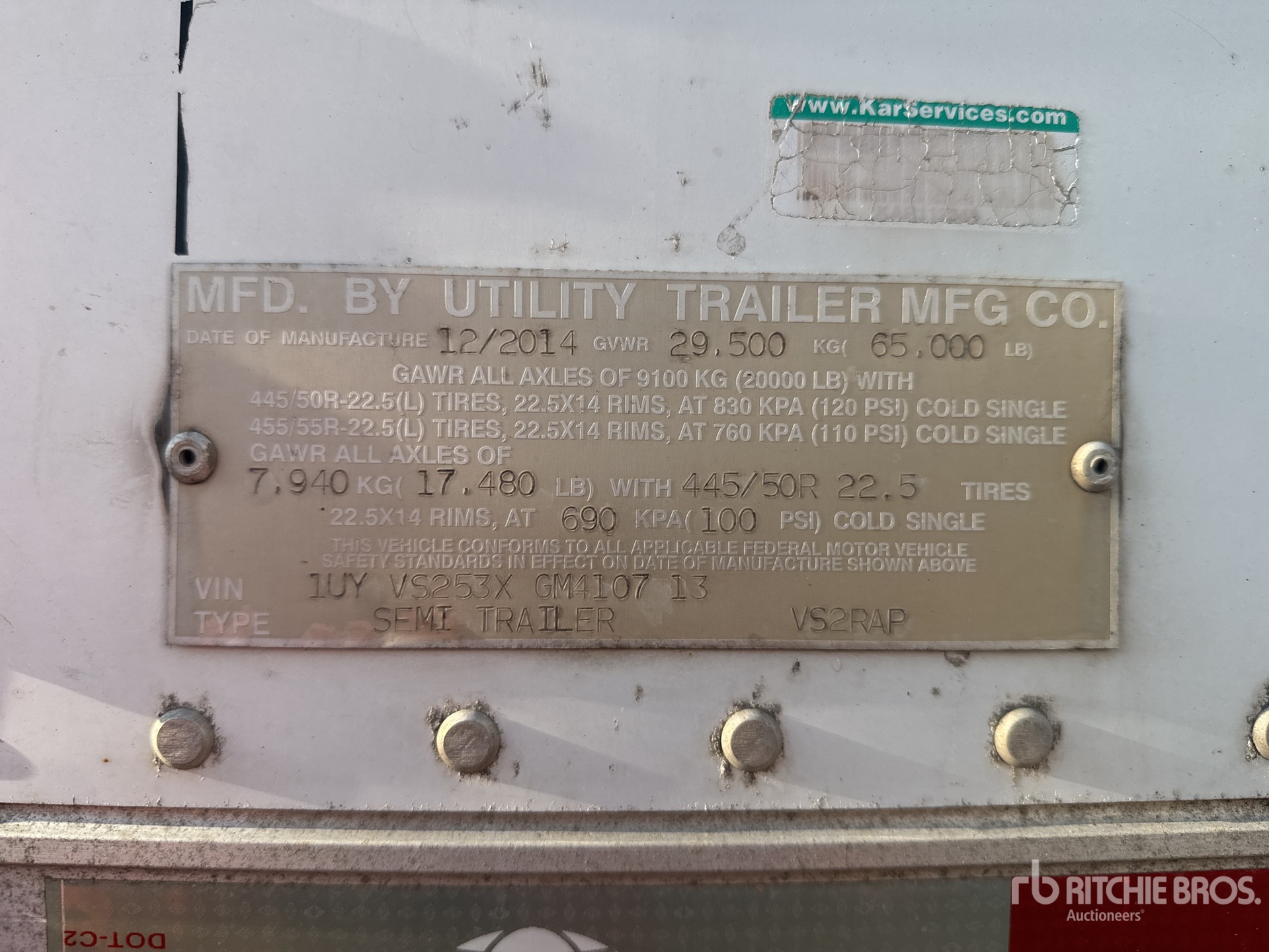 General Appearance with Serial Number / VIN