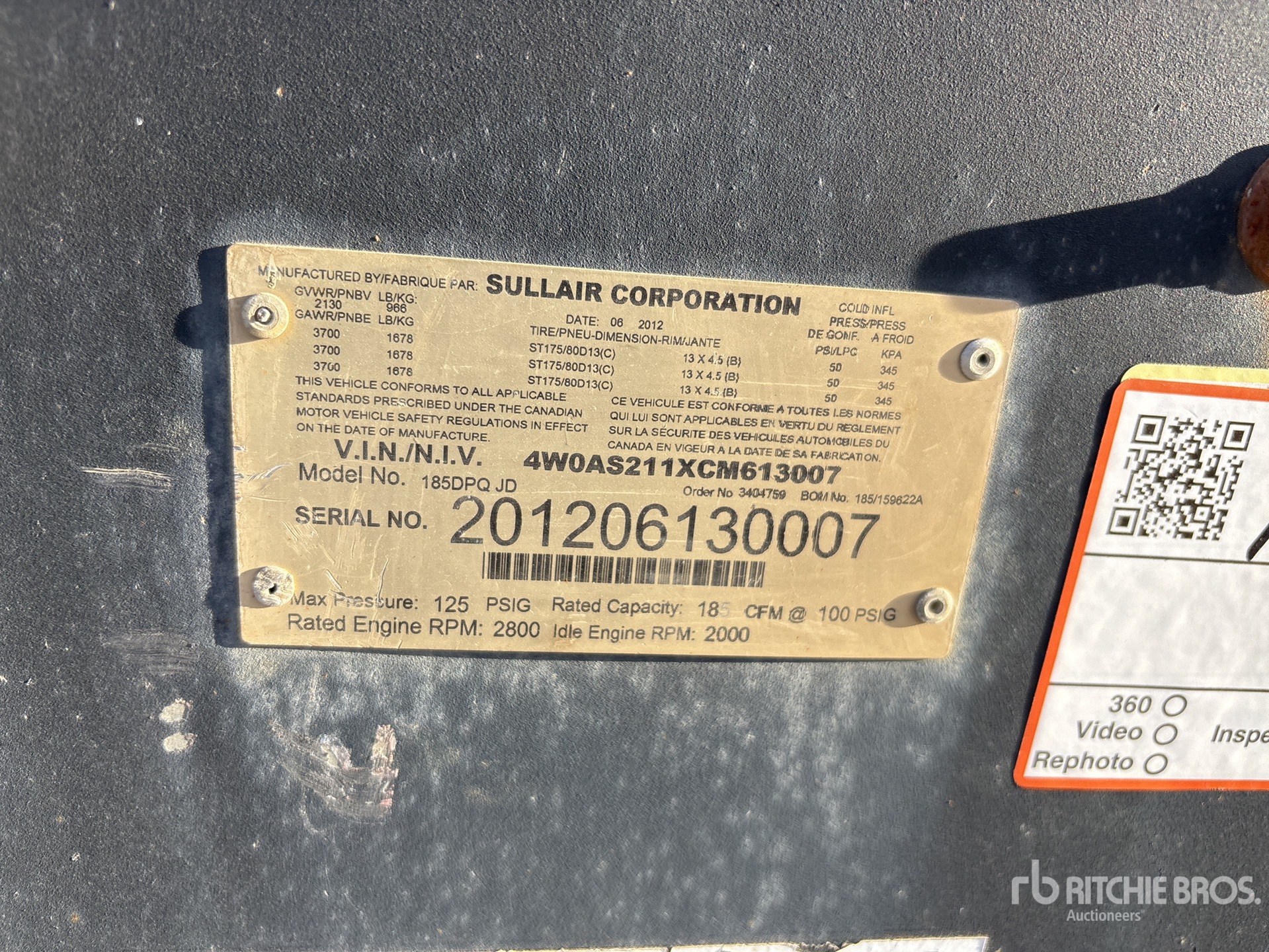 General Appearance with Serial Number / VIN