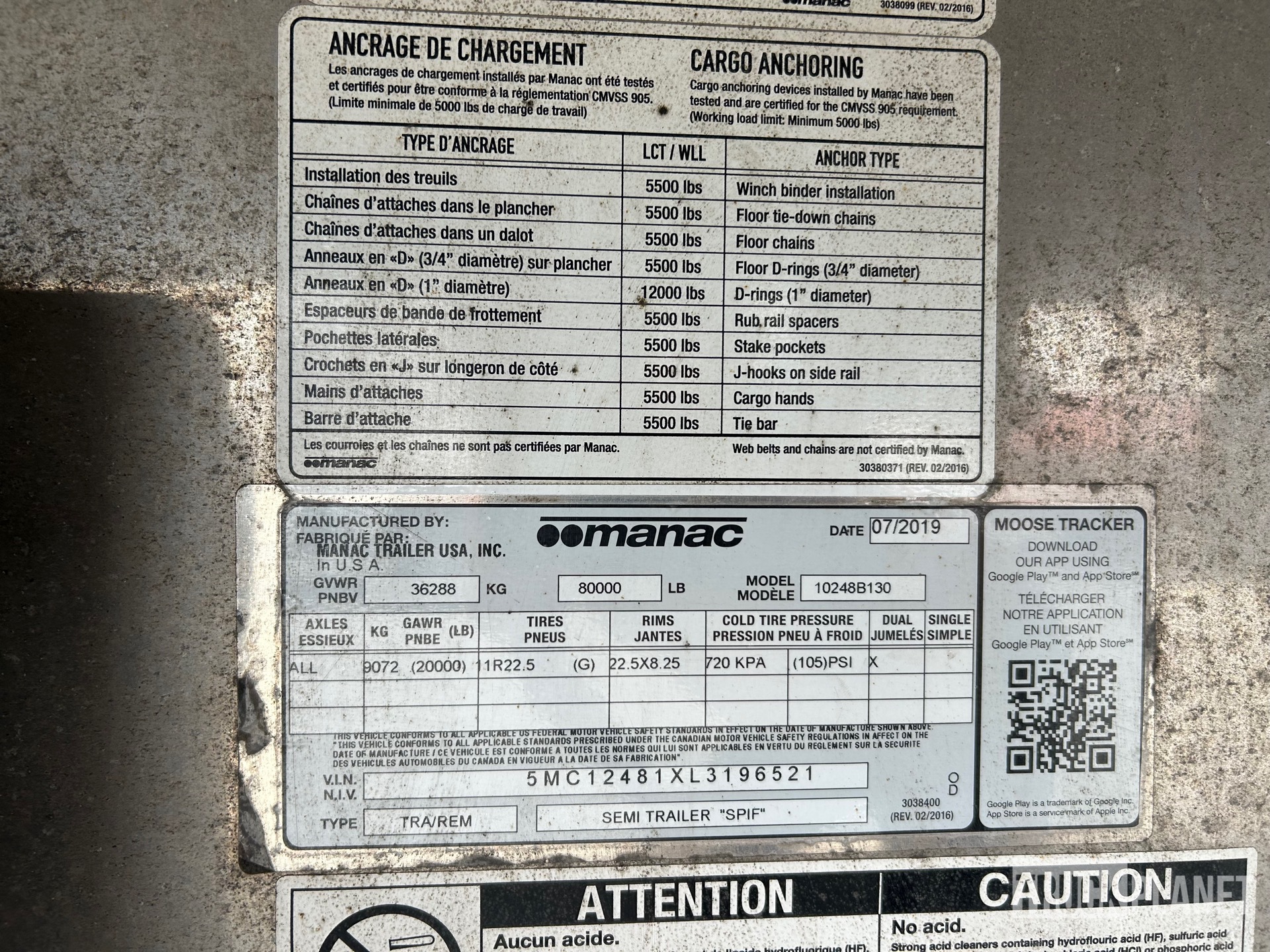 General Appearance with N.º de serie/VIN