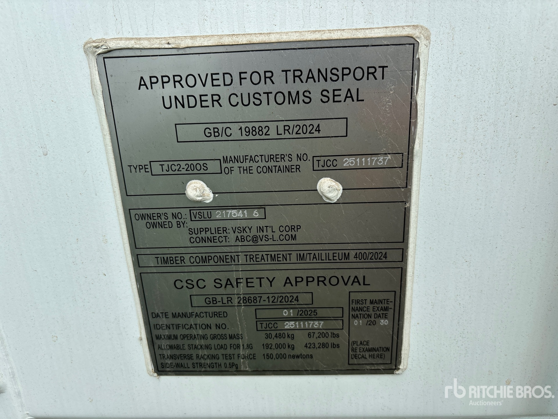 General Appearance with Serial Number / VIN