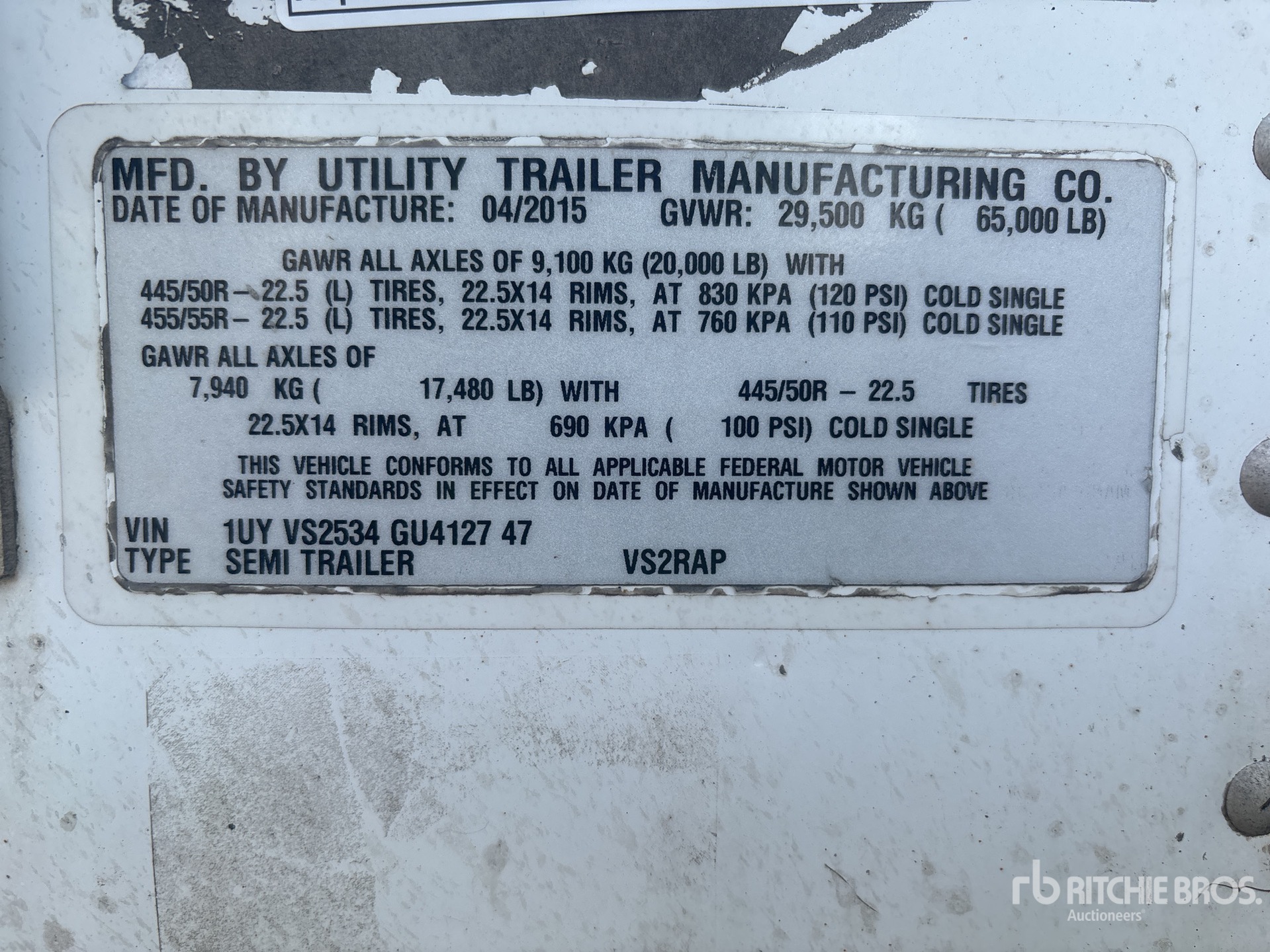 General Appearance with Serial Number / VIN