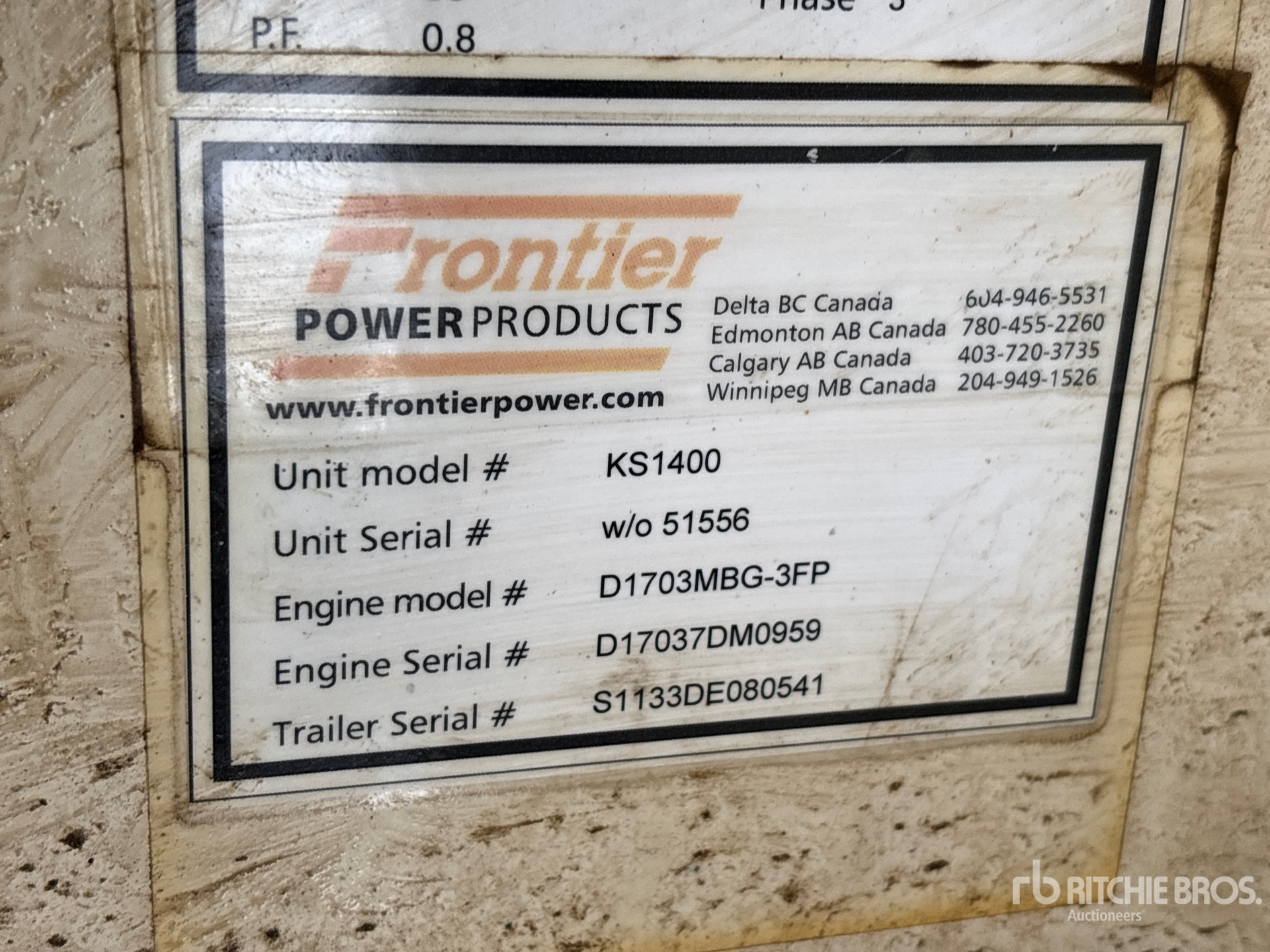 General Appearance with Unit Serial Number