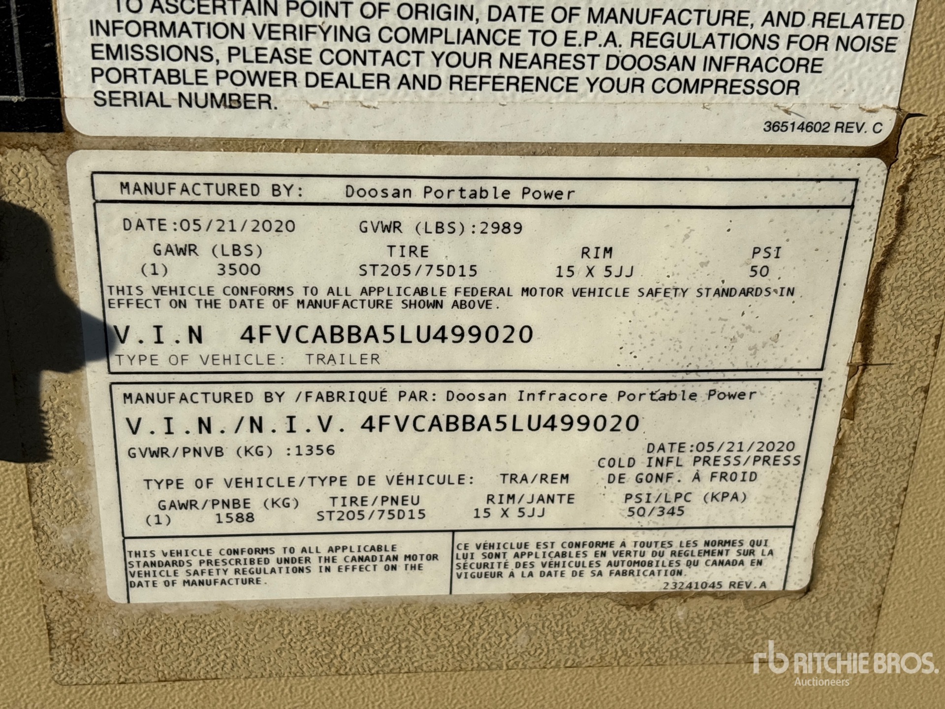 General Appearance with Serial Number / VIN