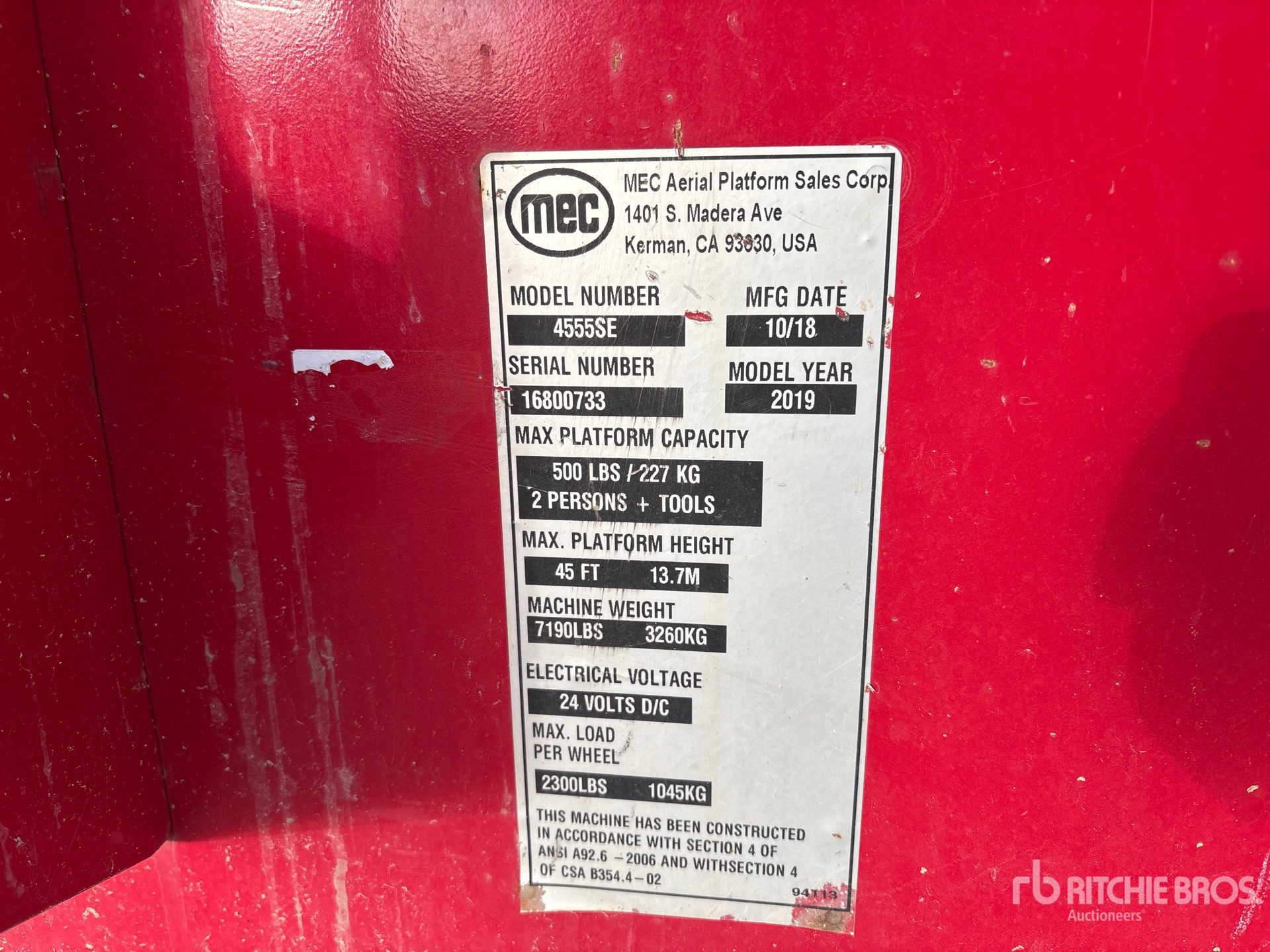 General Appearance with Serial Number / VIN