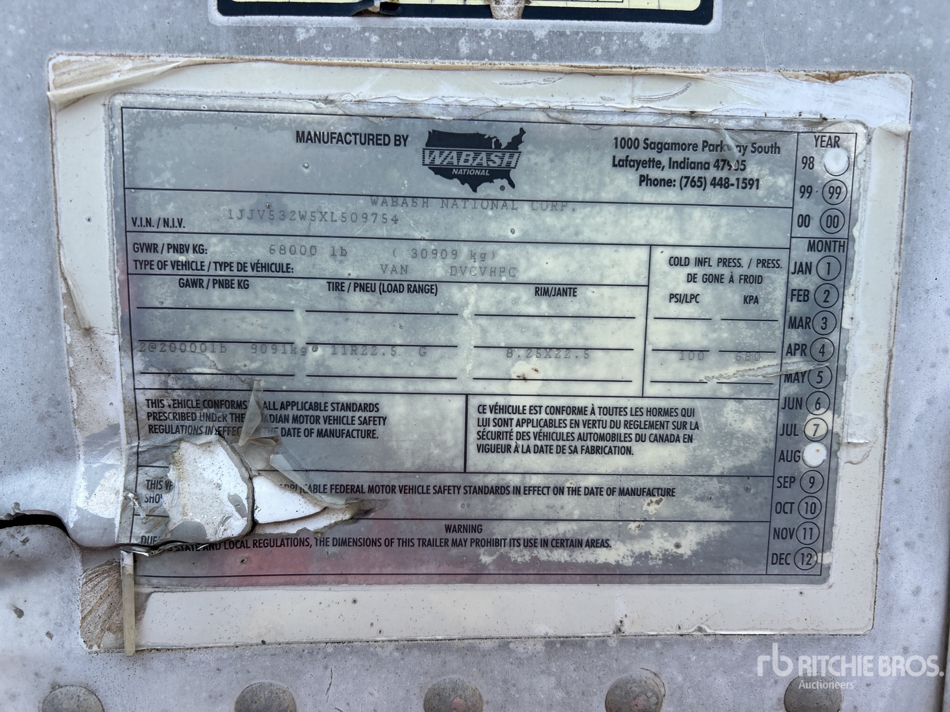 General Appearance with Serial Number / VIN