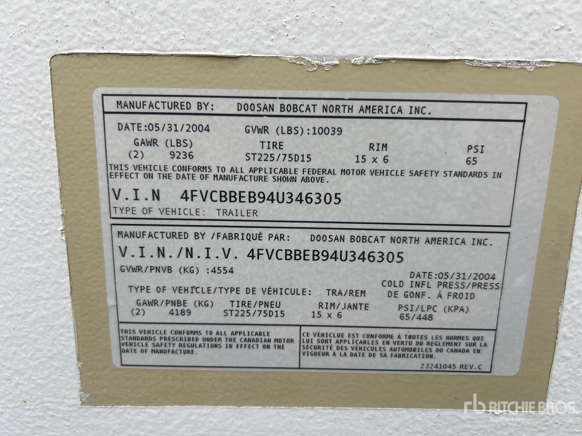 General Appearance with Serial Number / VIN