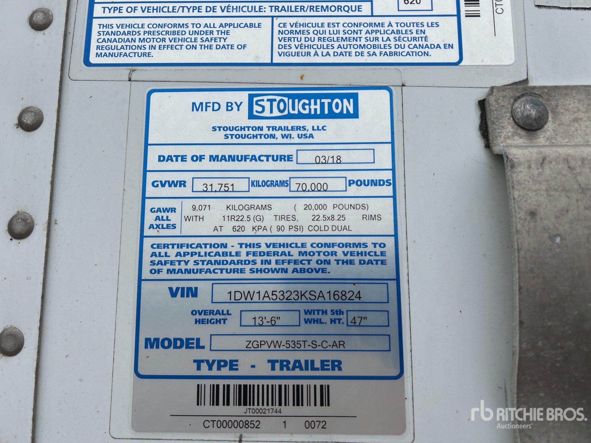 General Appearance with Serial Number / VIN