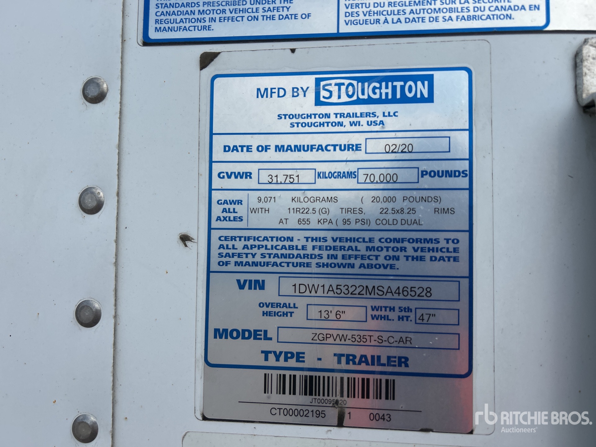 General Appearance with Serial Number / VIN