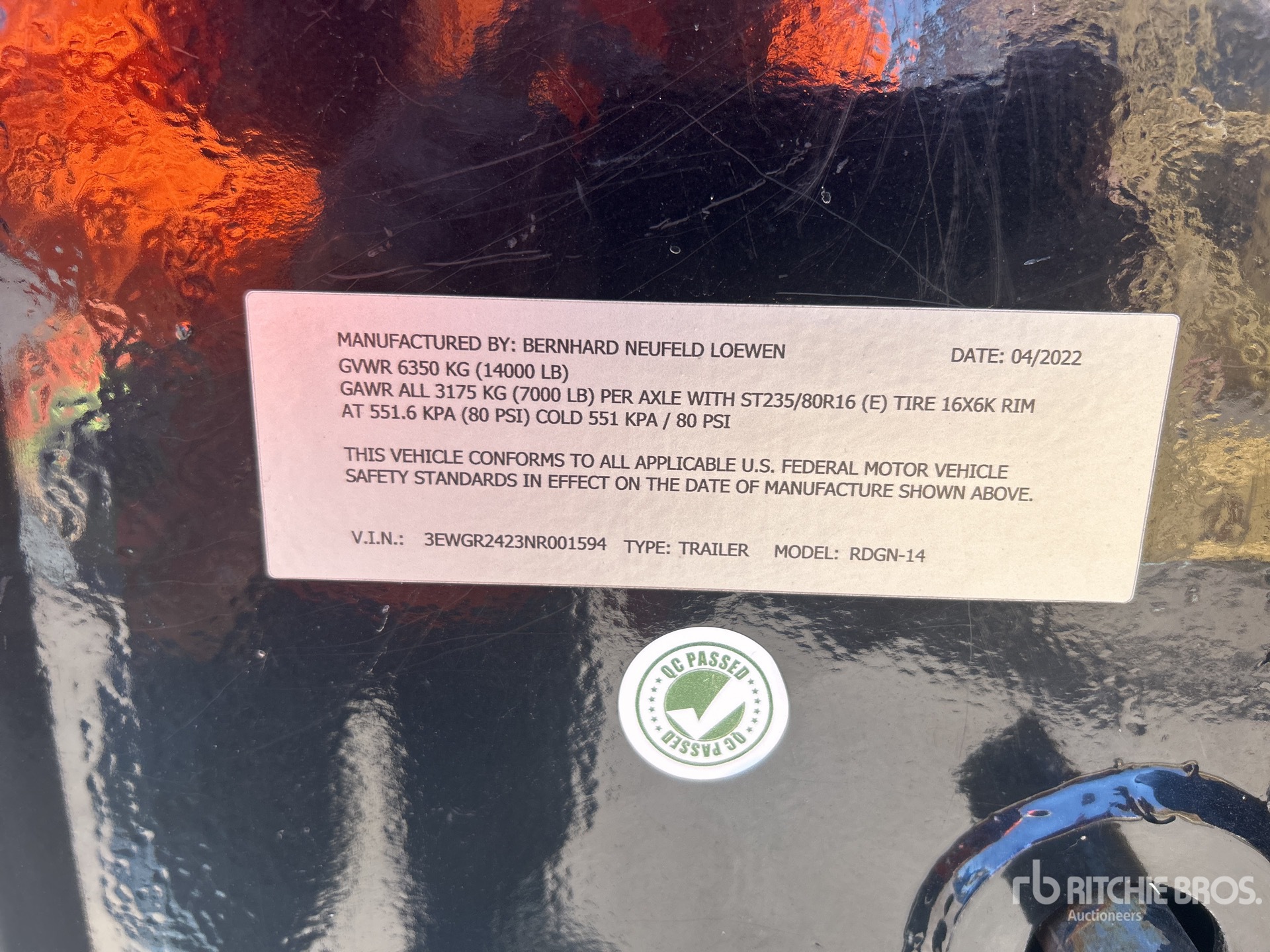 General Appearance with Serial Number / VIN