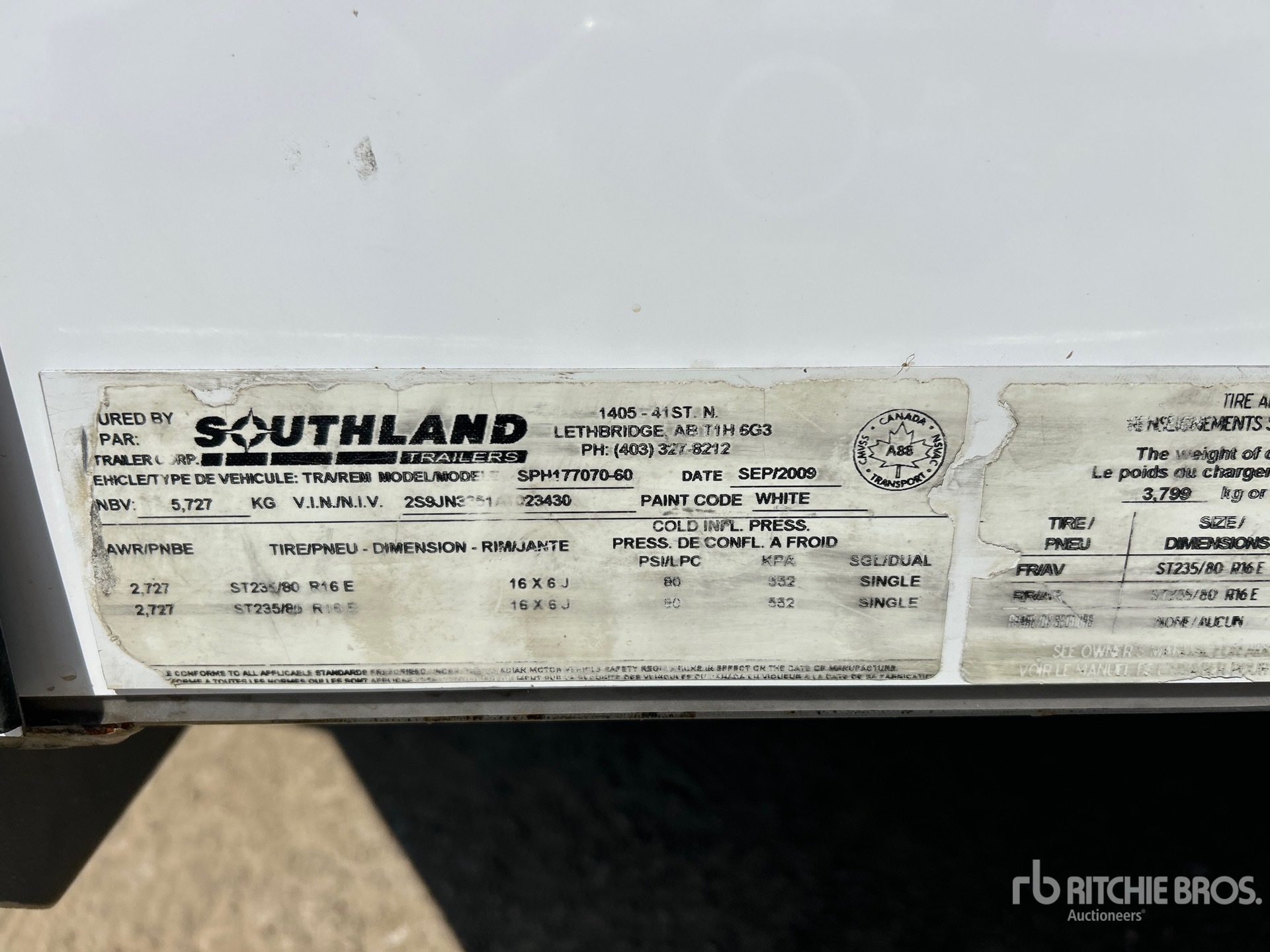 General Appearance with Serial Number / VIN