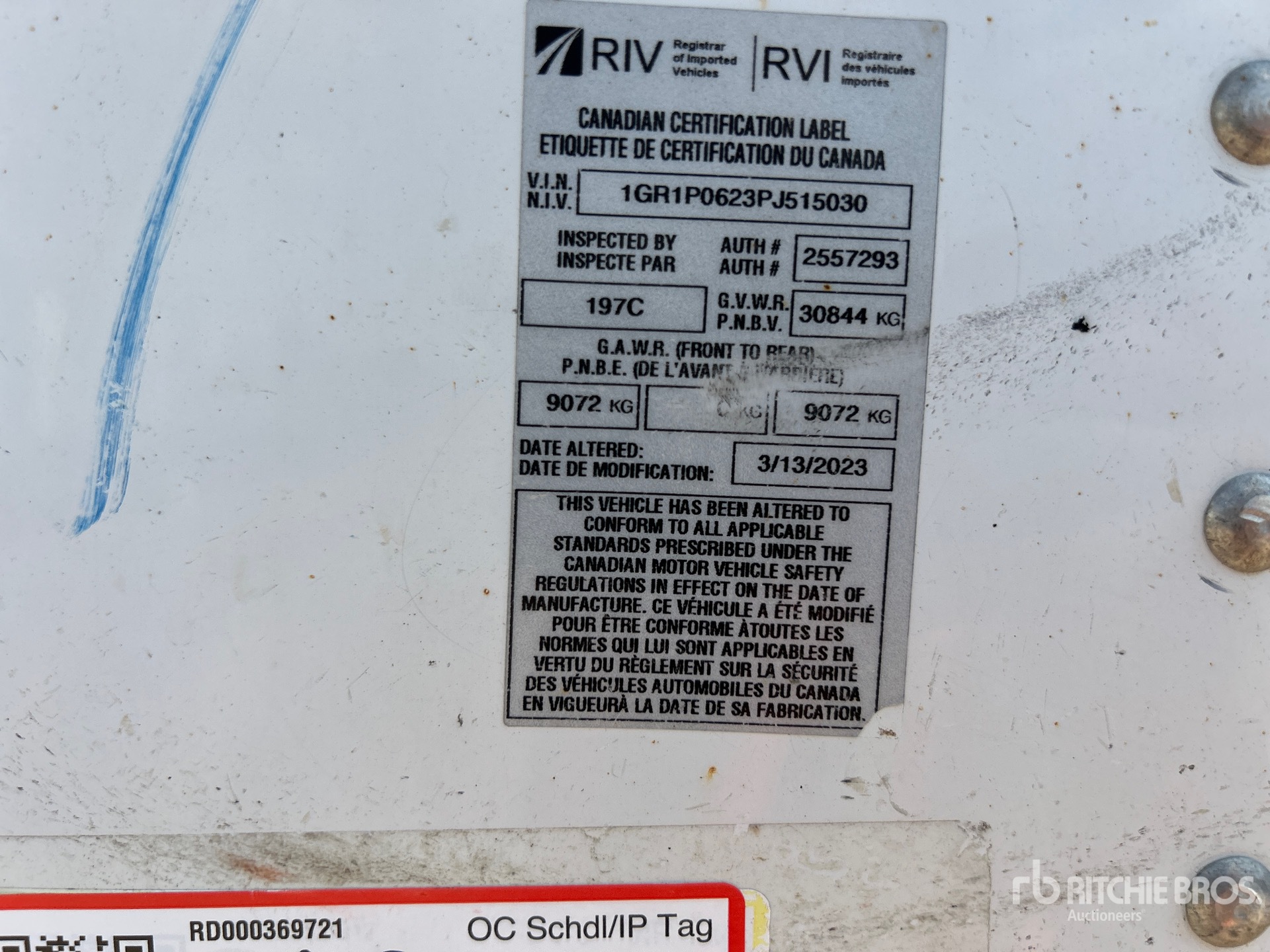 General Appearance with Serial Number / VIN