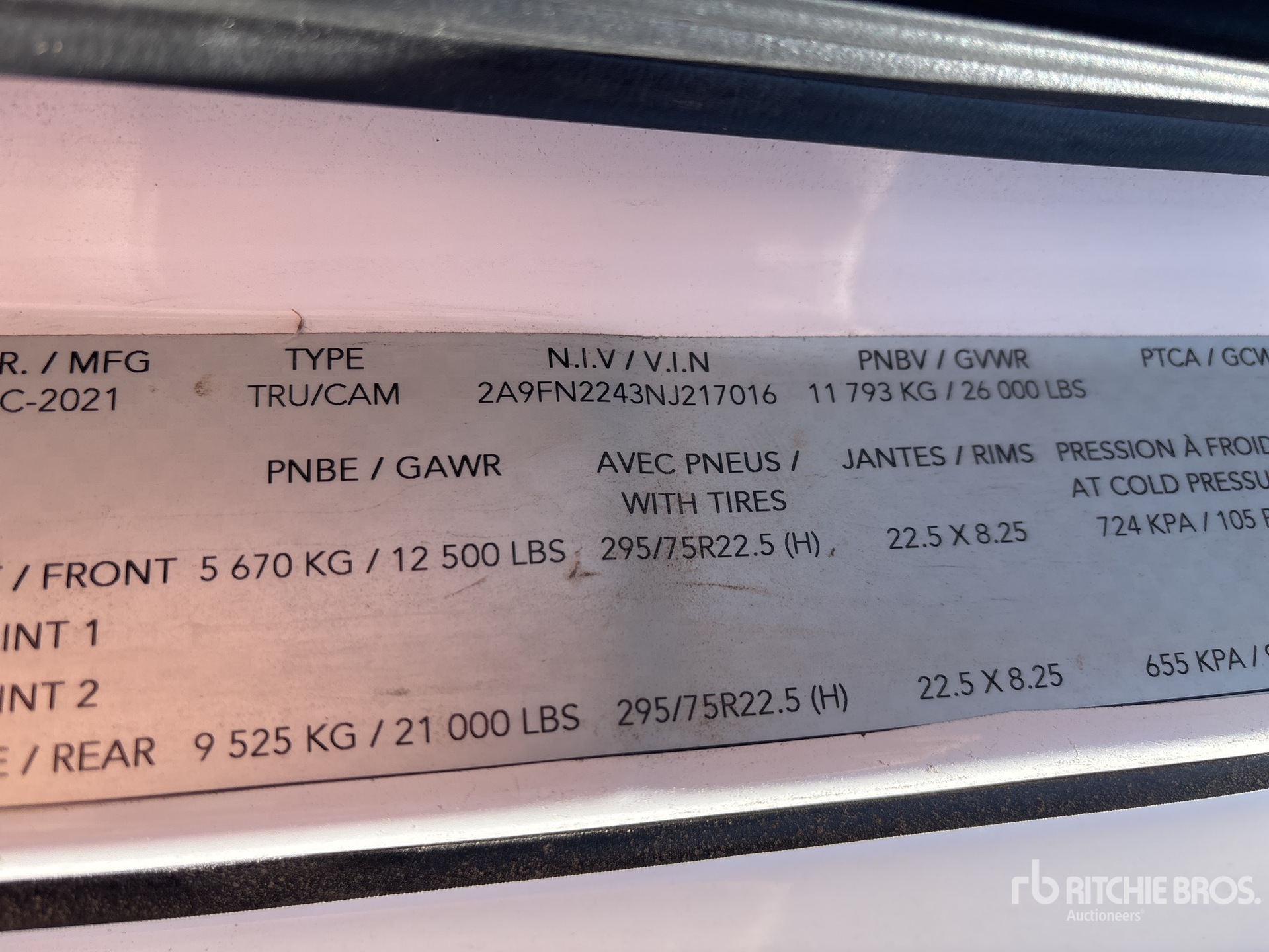 General Appearance with Numéro de série/Numéro d'identification du véhicule automobile