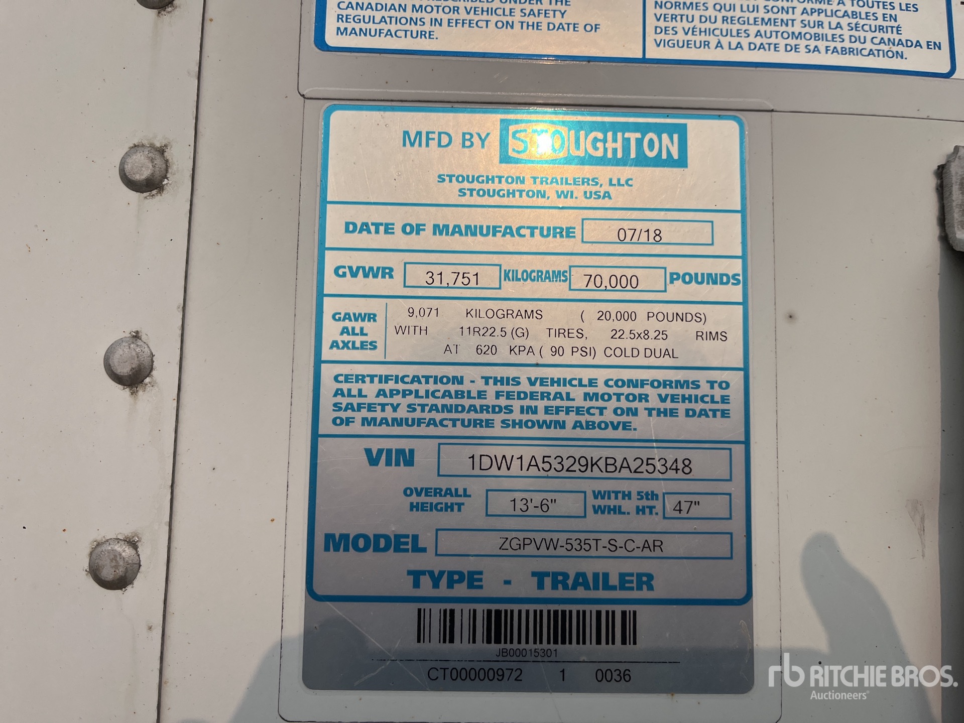General Appearance with Serial Number / VIN