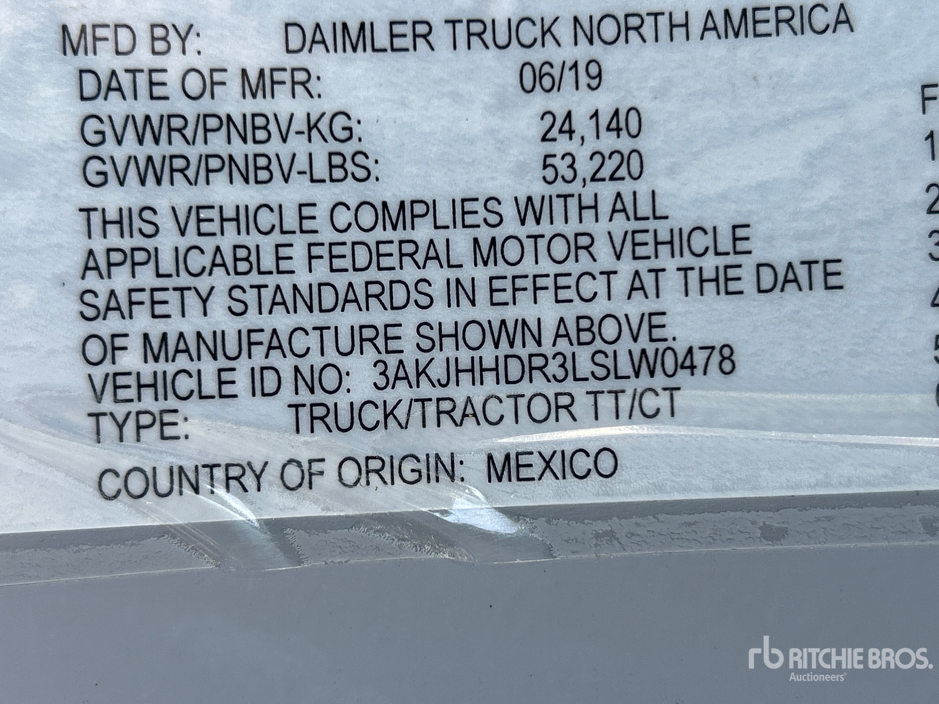 General Appearance with Serial Number / VIN