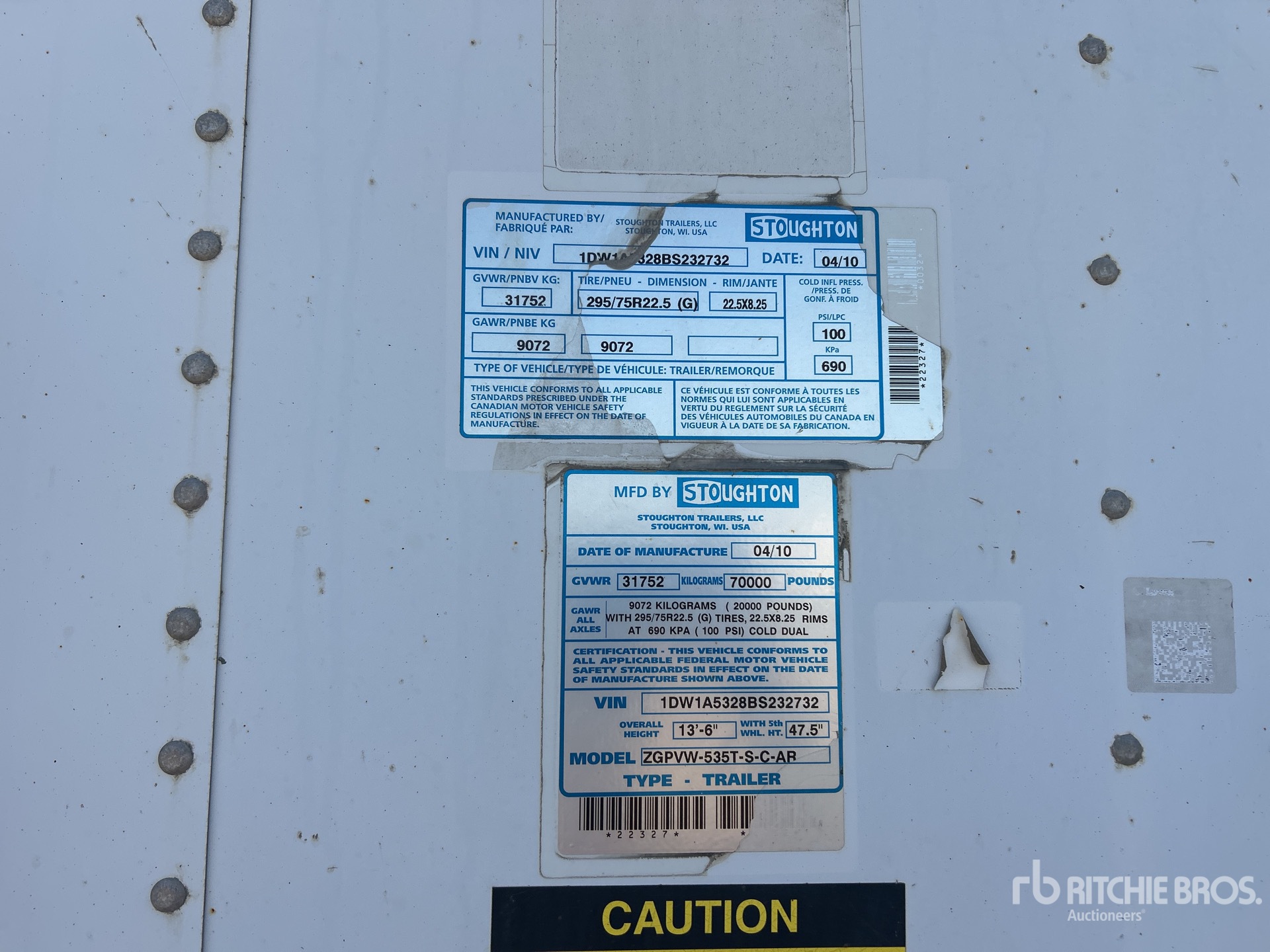 General Appearance with Serial Number / VIN