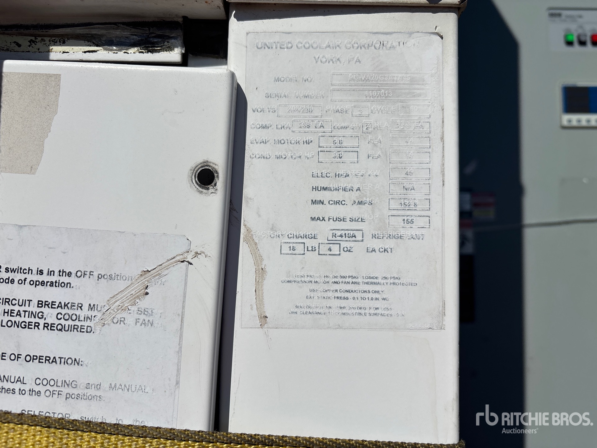 General Appearance with Serial Number / VIN