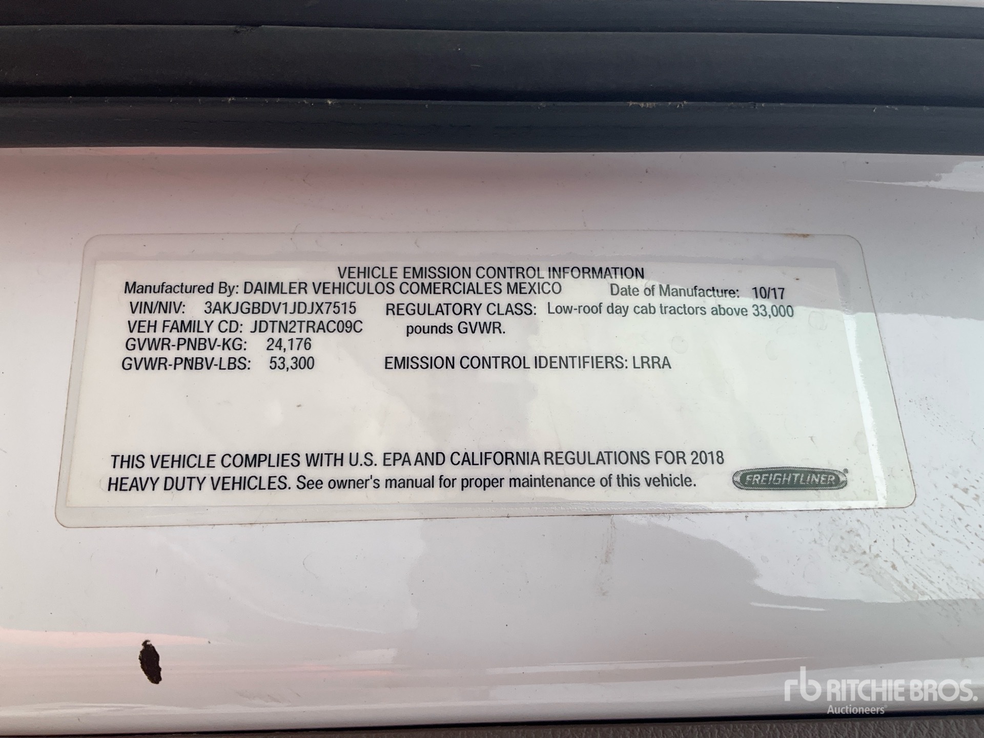 General Appearance with Serial Number / VIN