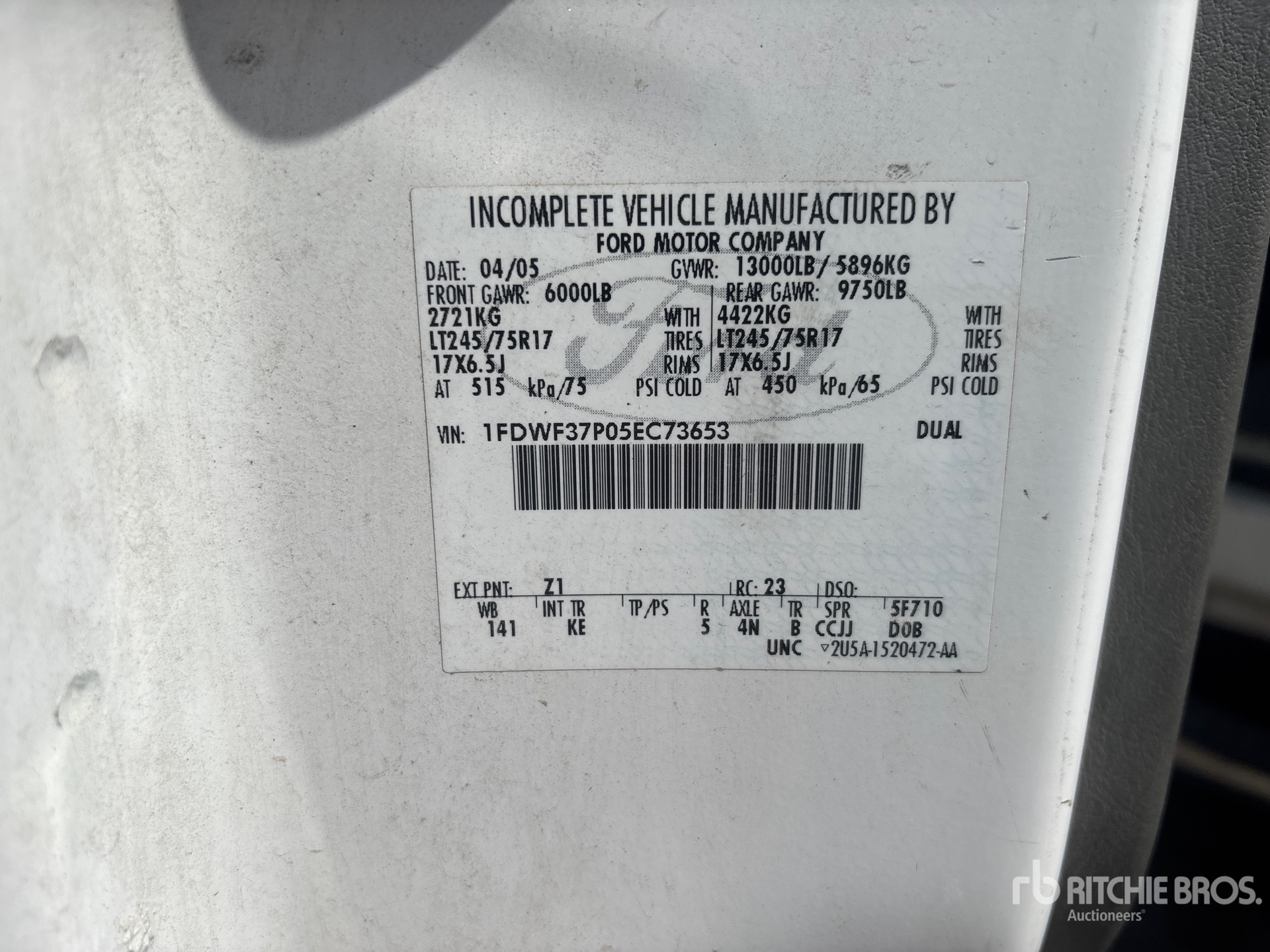 General Appearance with Serial Number / VIN