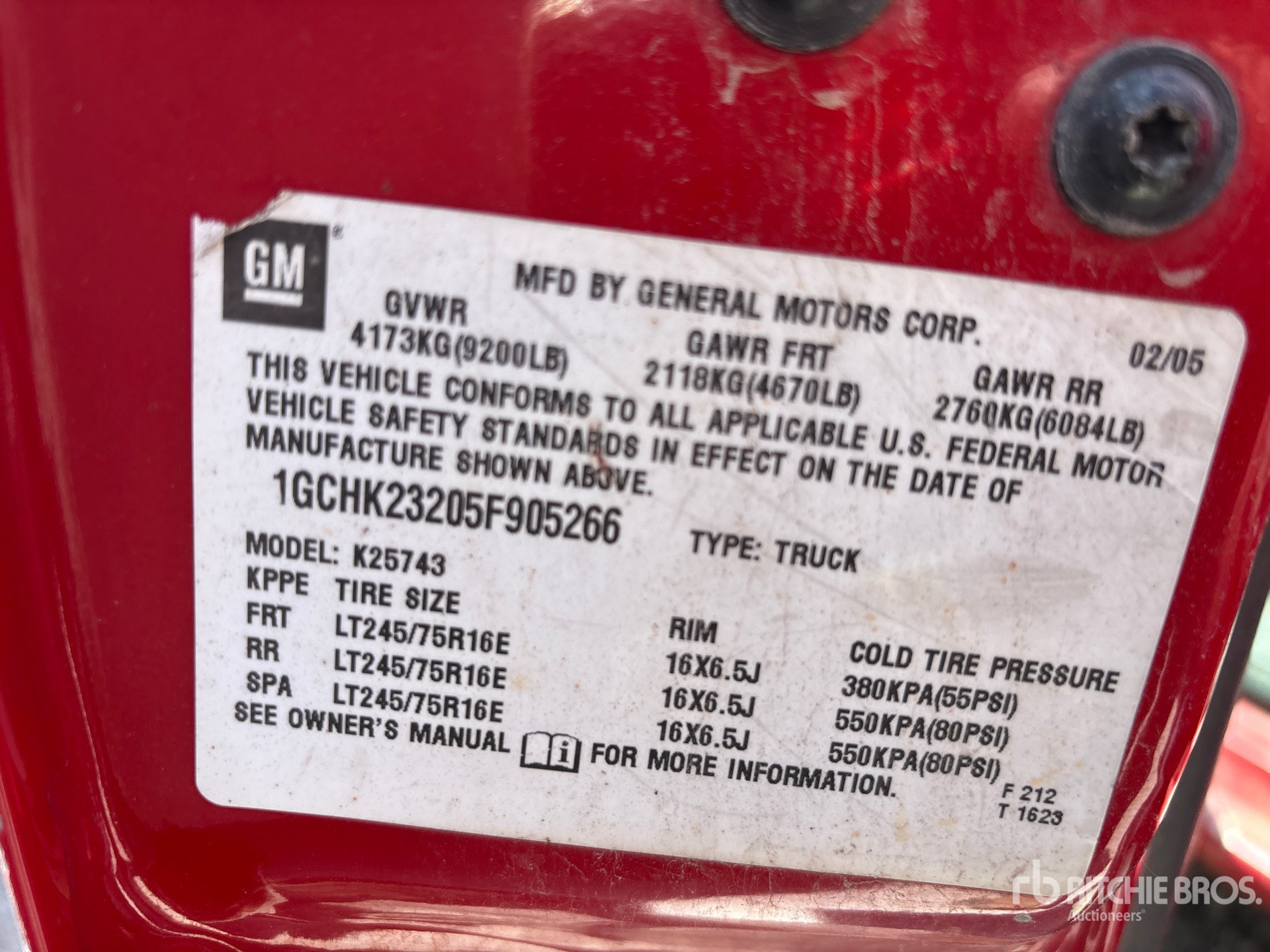 General Appearance with Serial Number / VIN