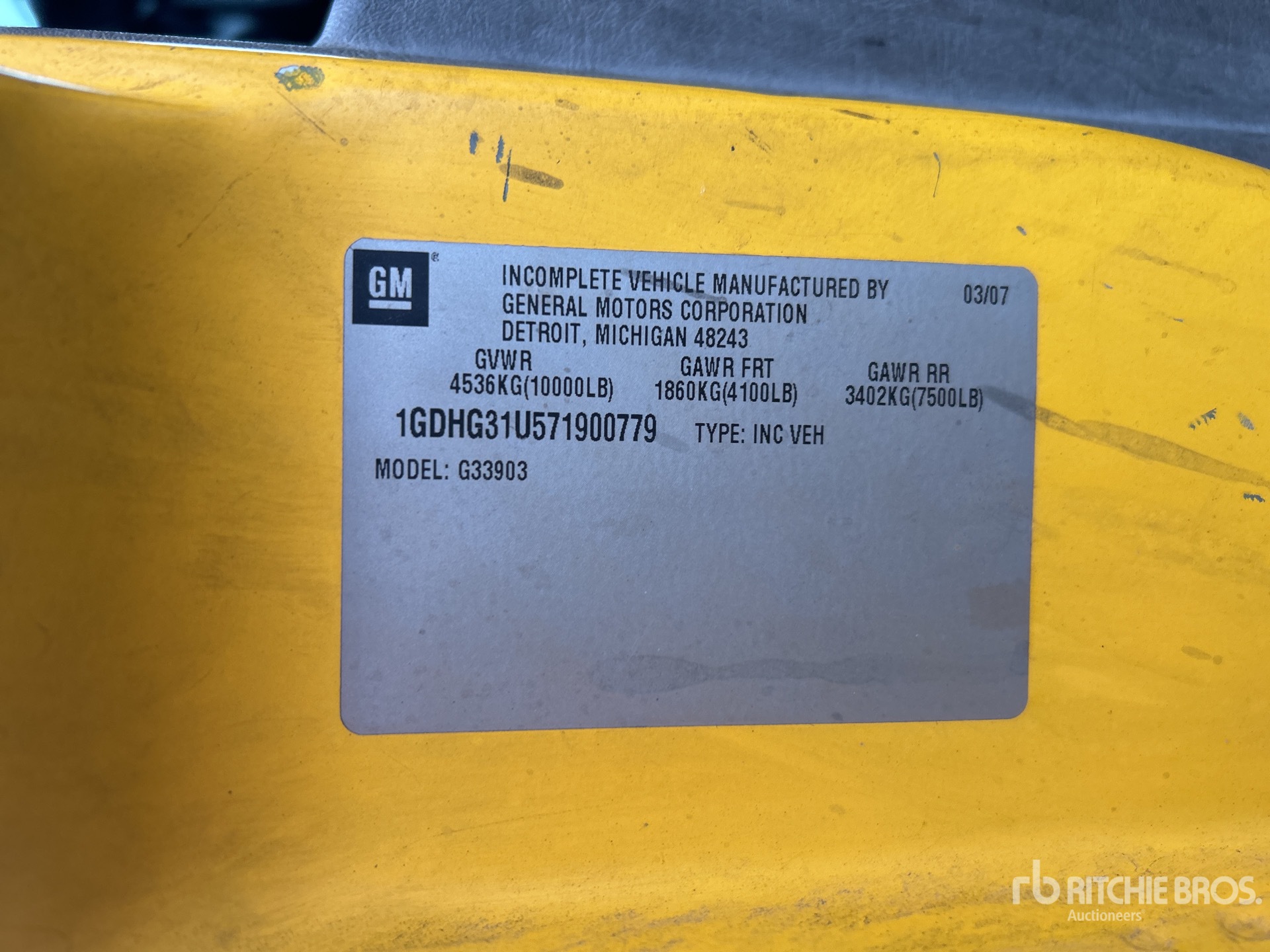 General Appearance with Serial Number / VIN