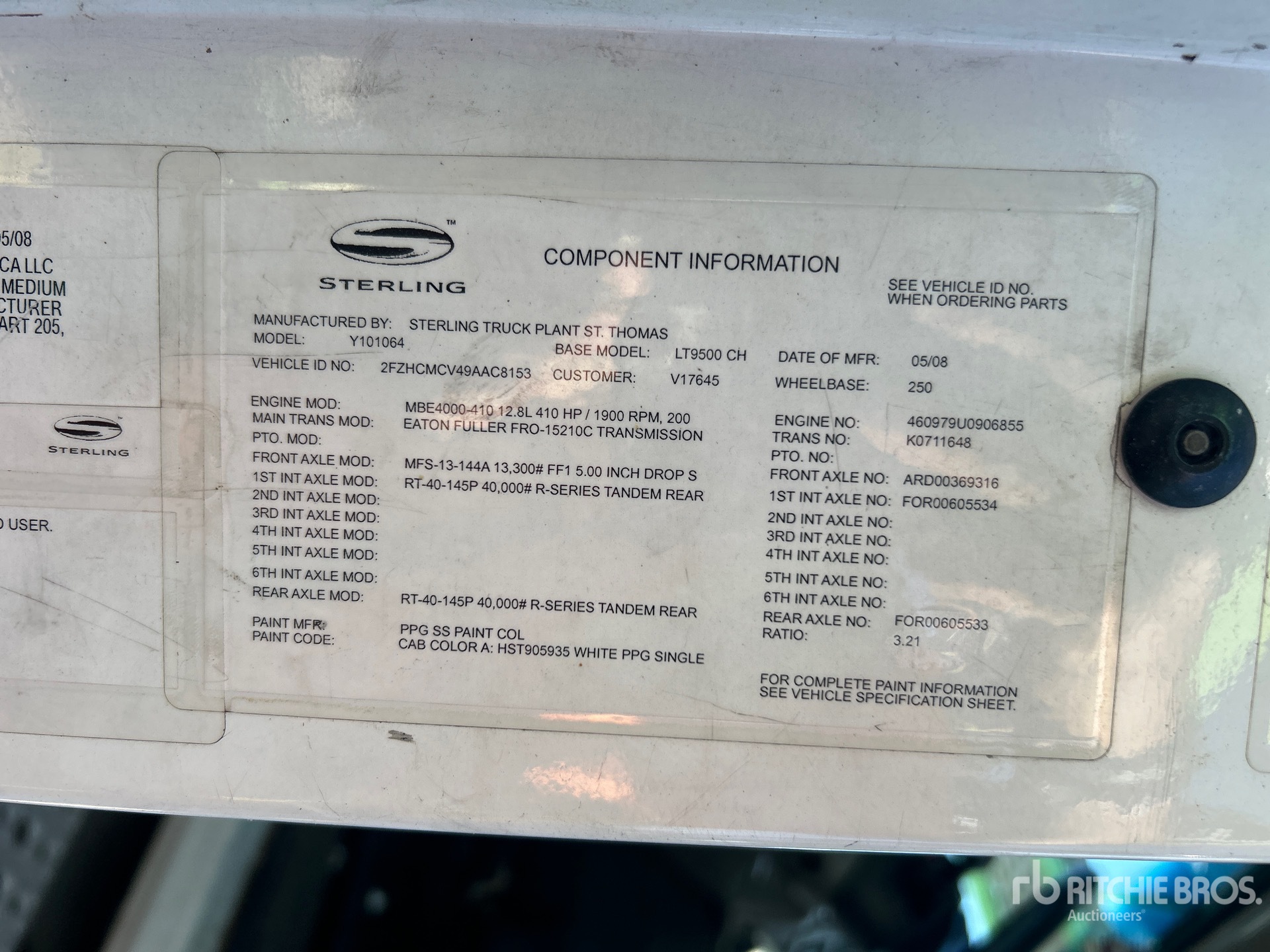 General Appearance with Serial Number / VIN