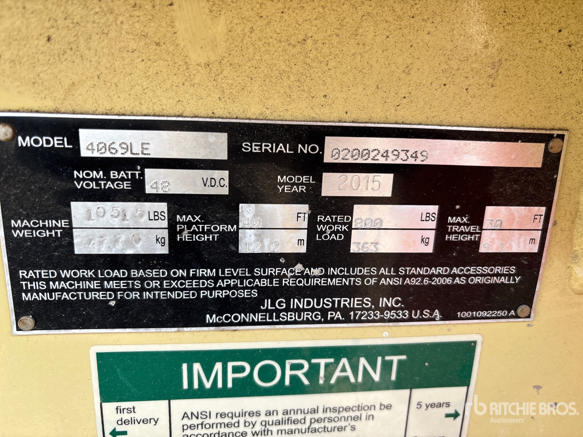 General Appearance with Serial Number / VIN