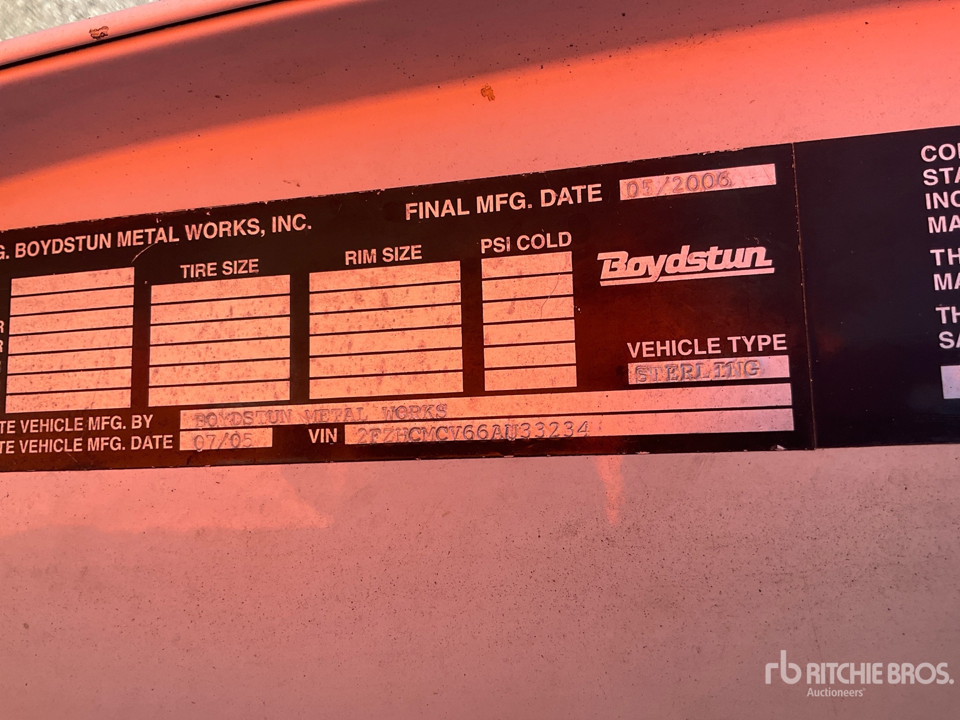 General Appearance with Serial Number / VIN