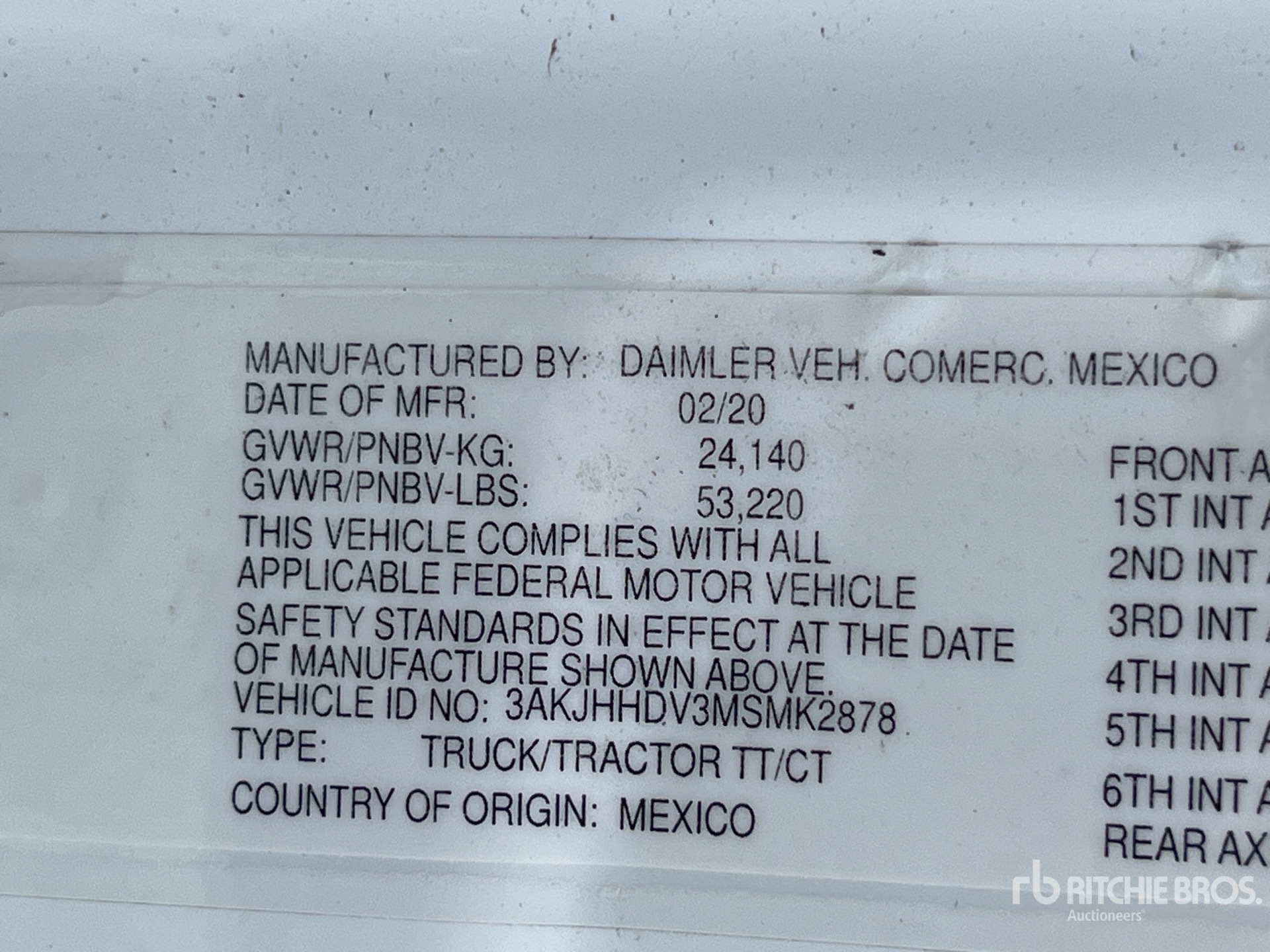 General Appearance with Serial Number / VIN