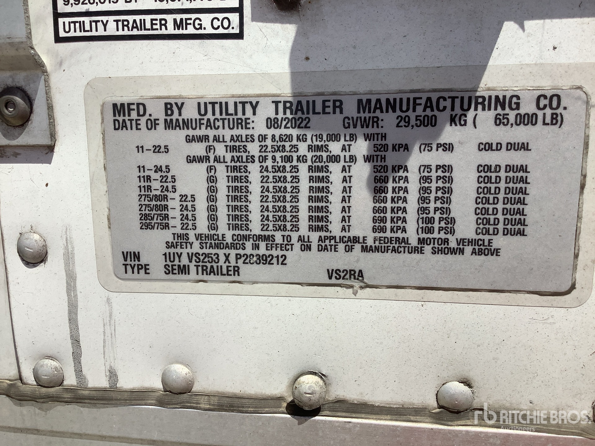 General Appearance with Serial Number / VIN