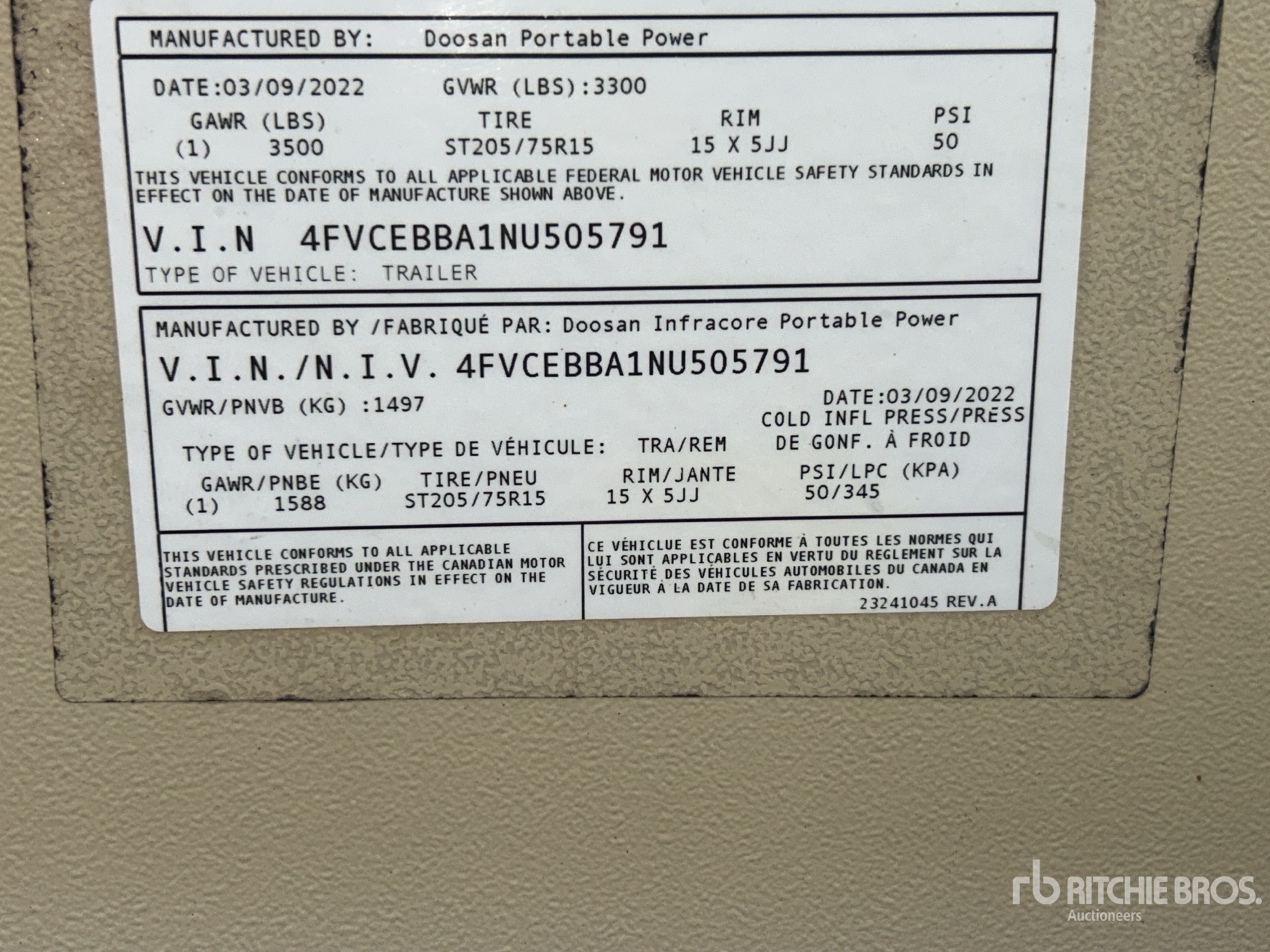 General Appearance with N.º de serie/VIN