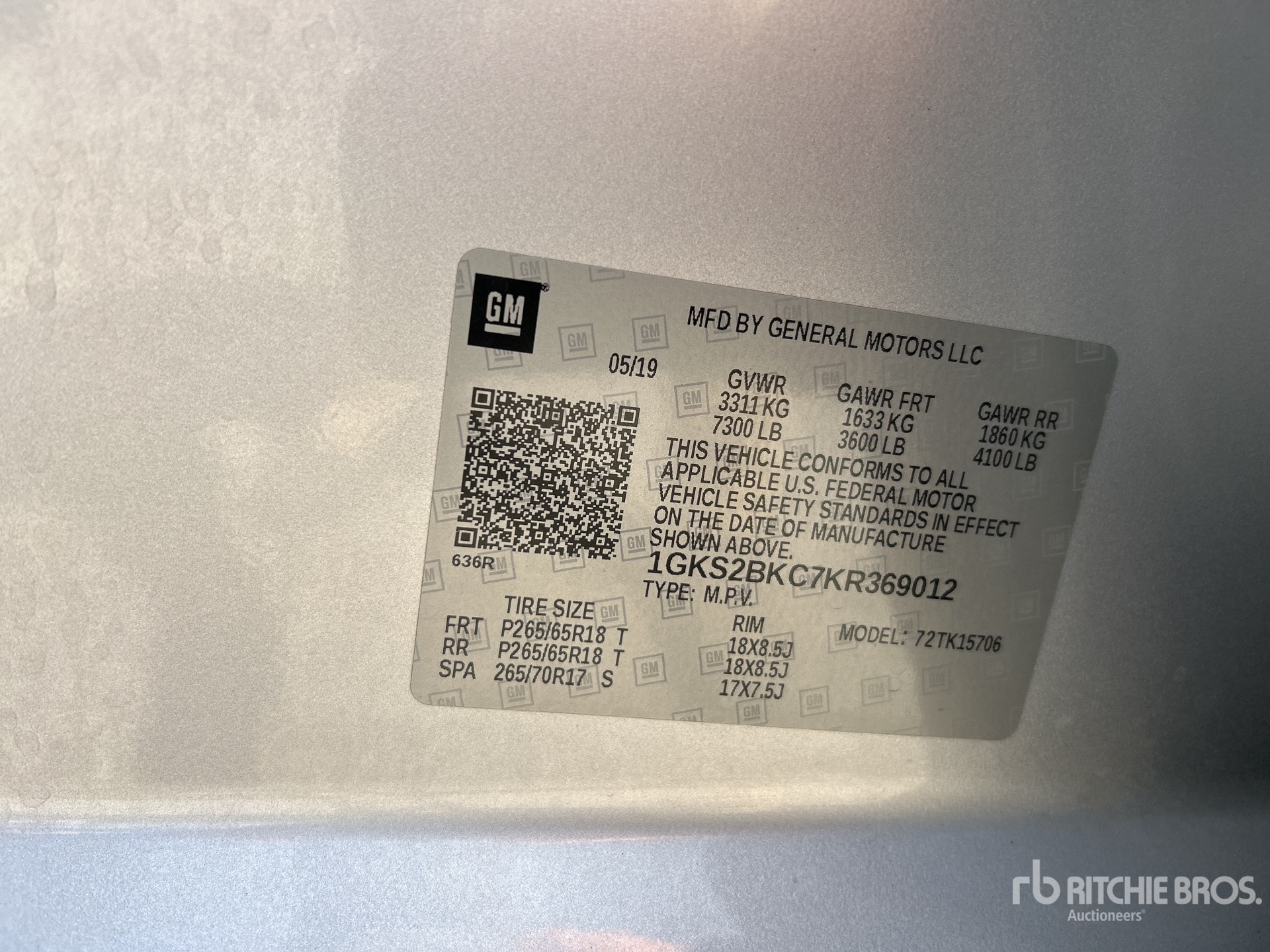 General Appearance with Serial Number / VIN