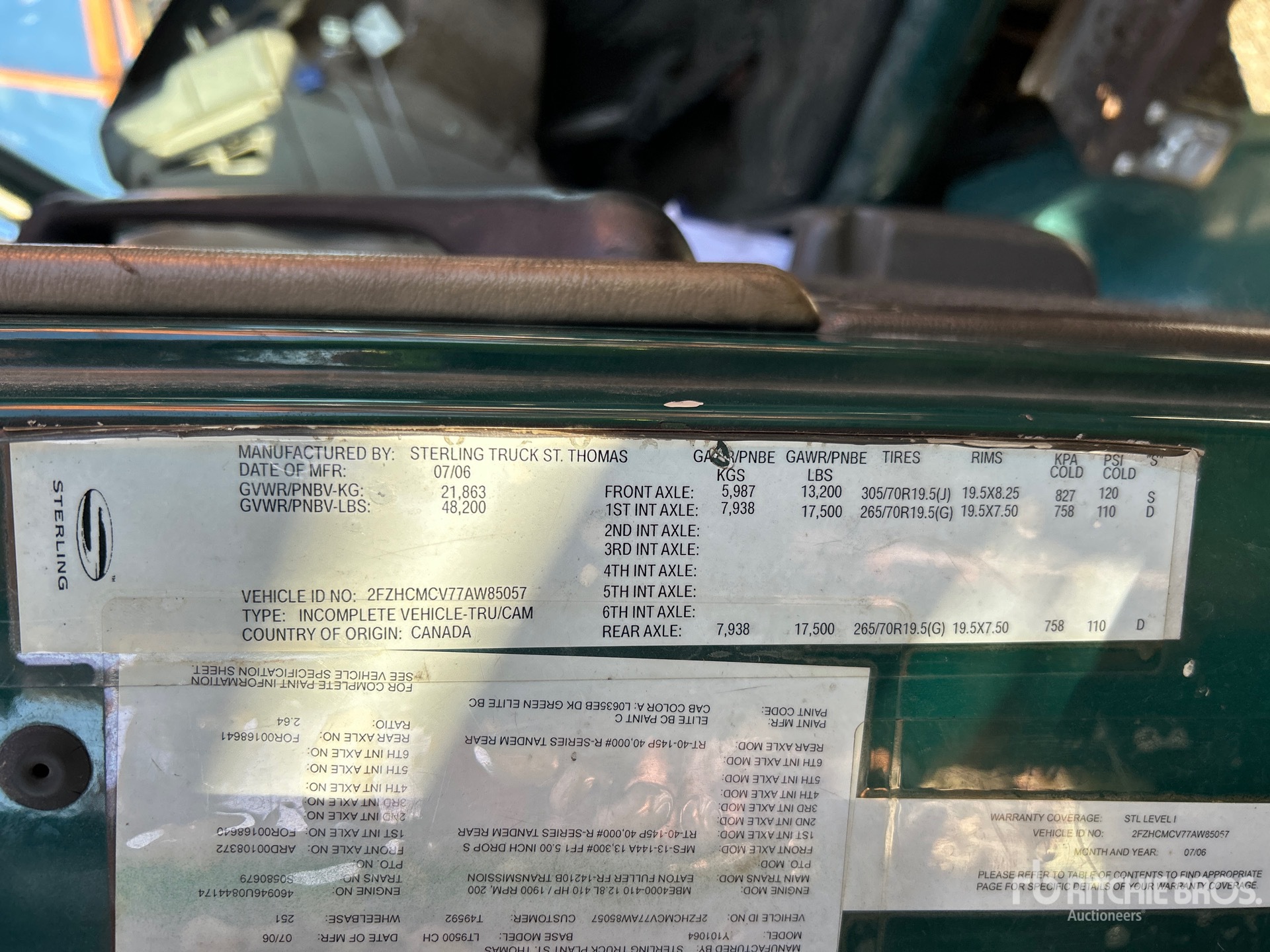 General Appearance with Serial Number / VIN