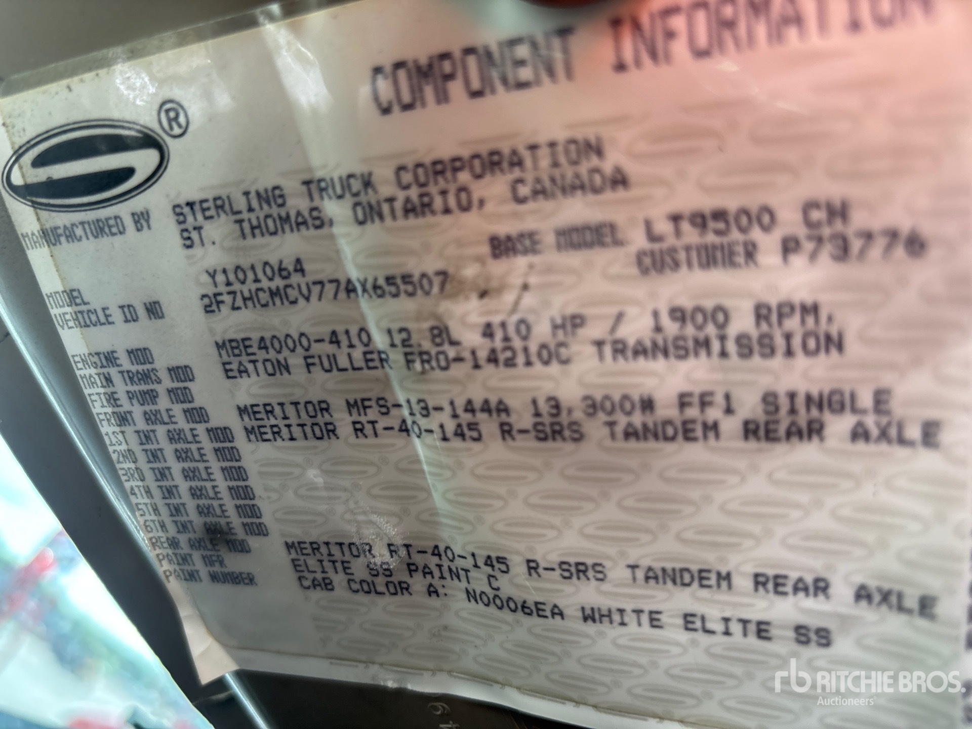 General Appearance with Serial Number / VIN