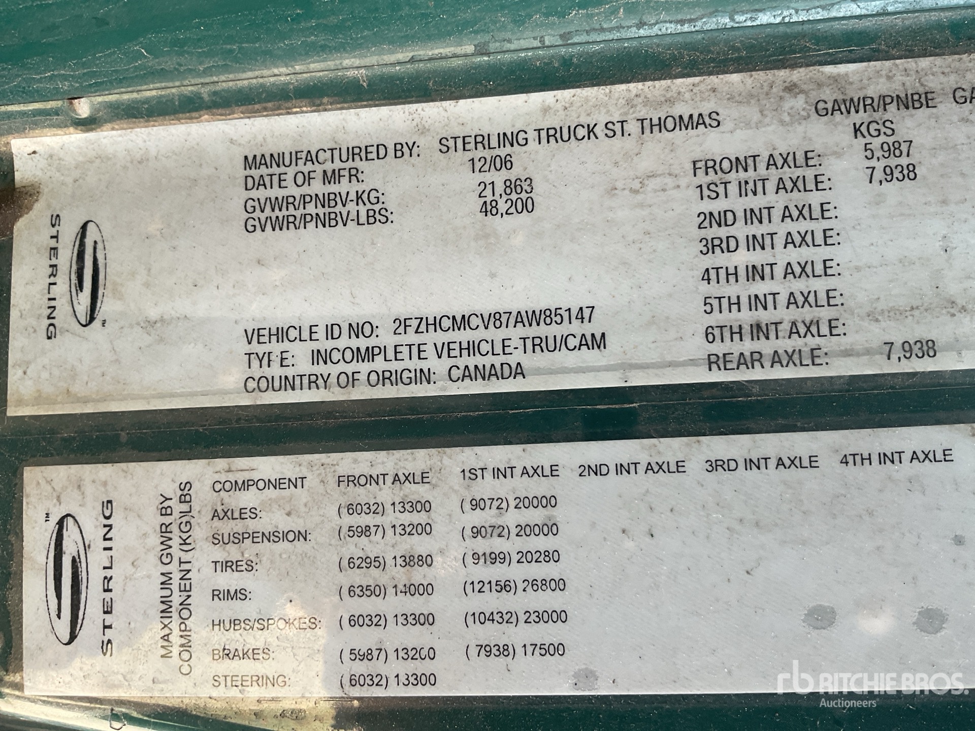 General Appearance with Serial Number / VIN