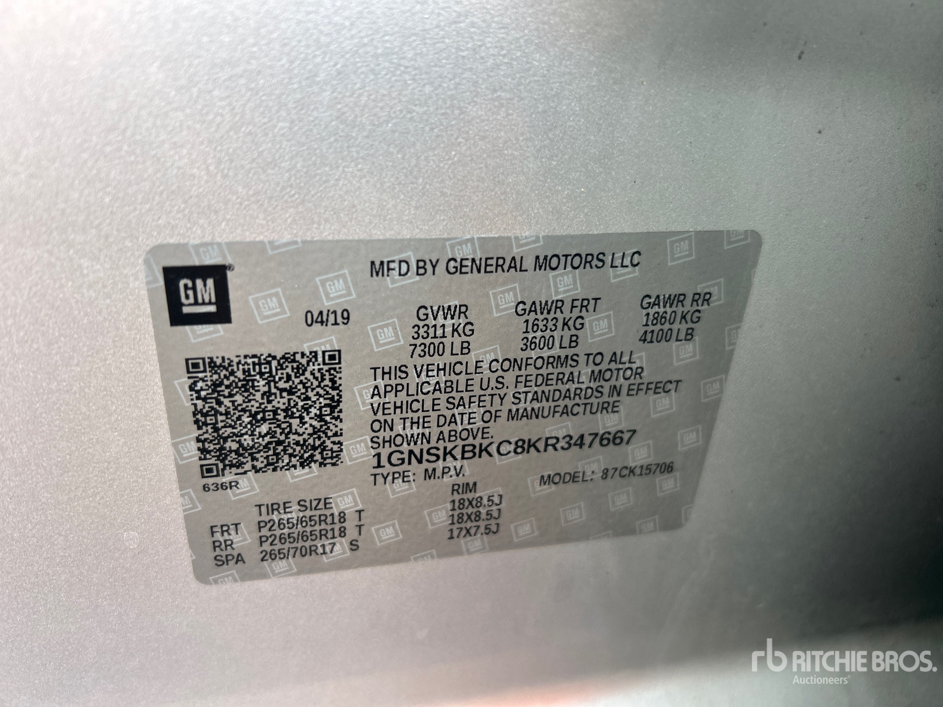 General Appearance with Serial Number / VIN