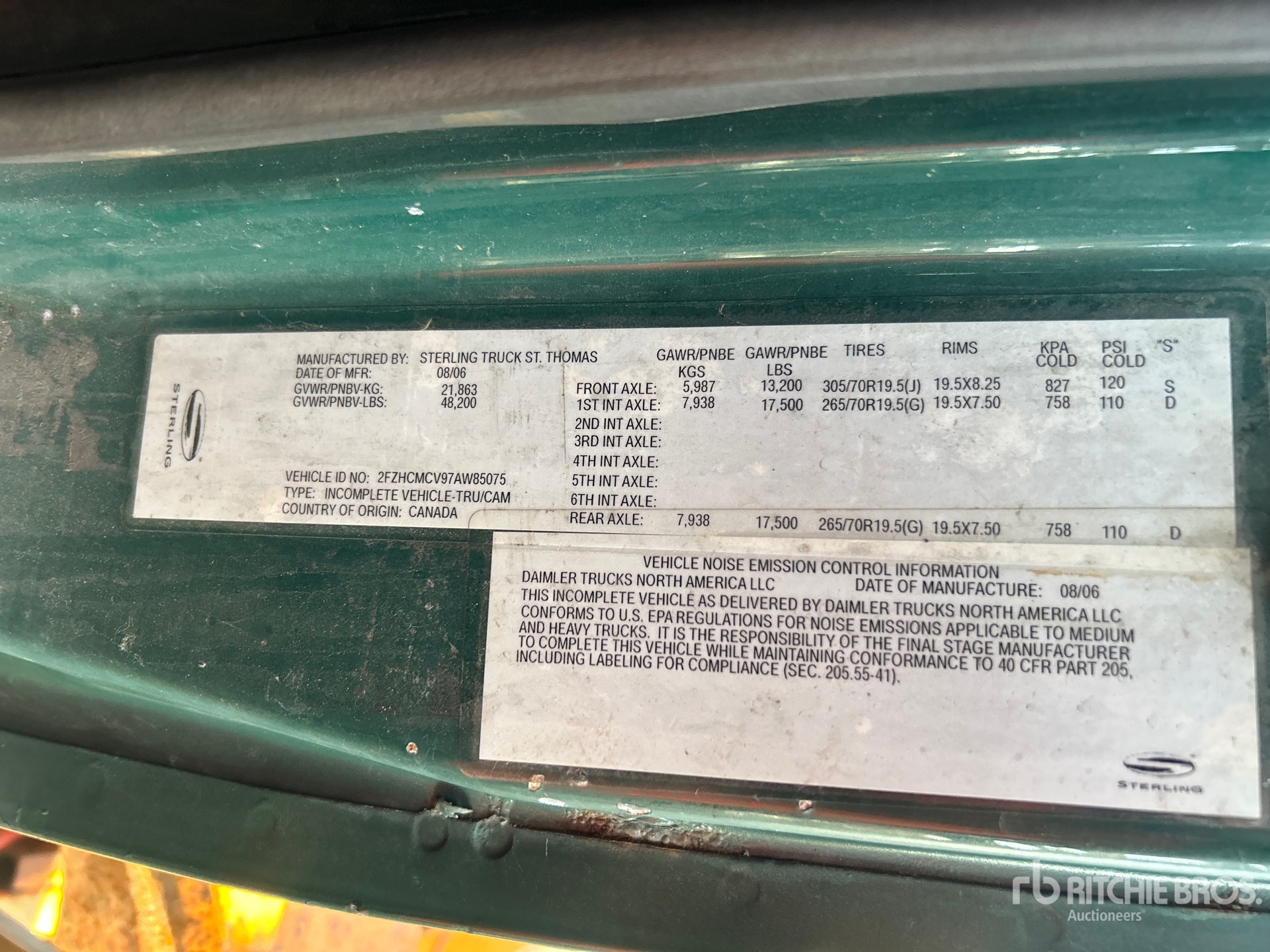 General Appearance with Serial Number / VIN