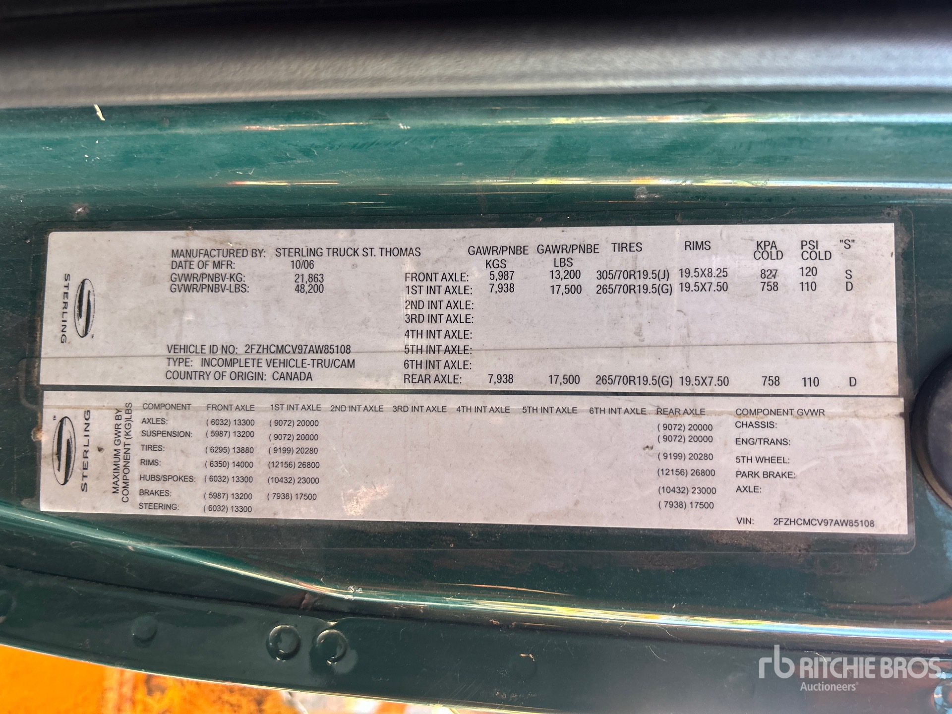 General Appearance with Serial Number / VIN