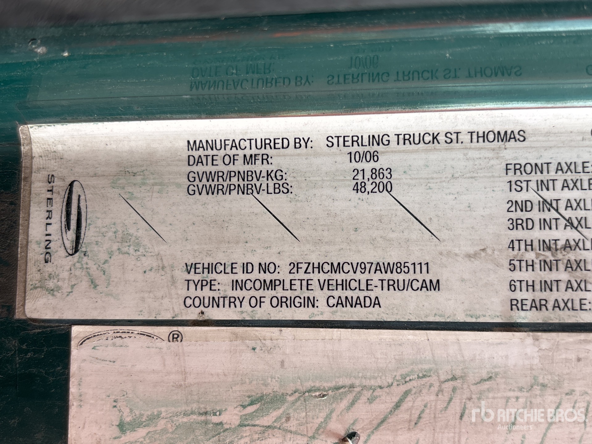 General Appearance with Serial Number / VIN