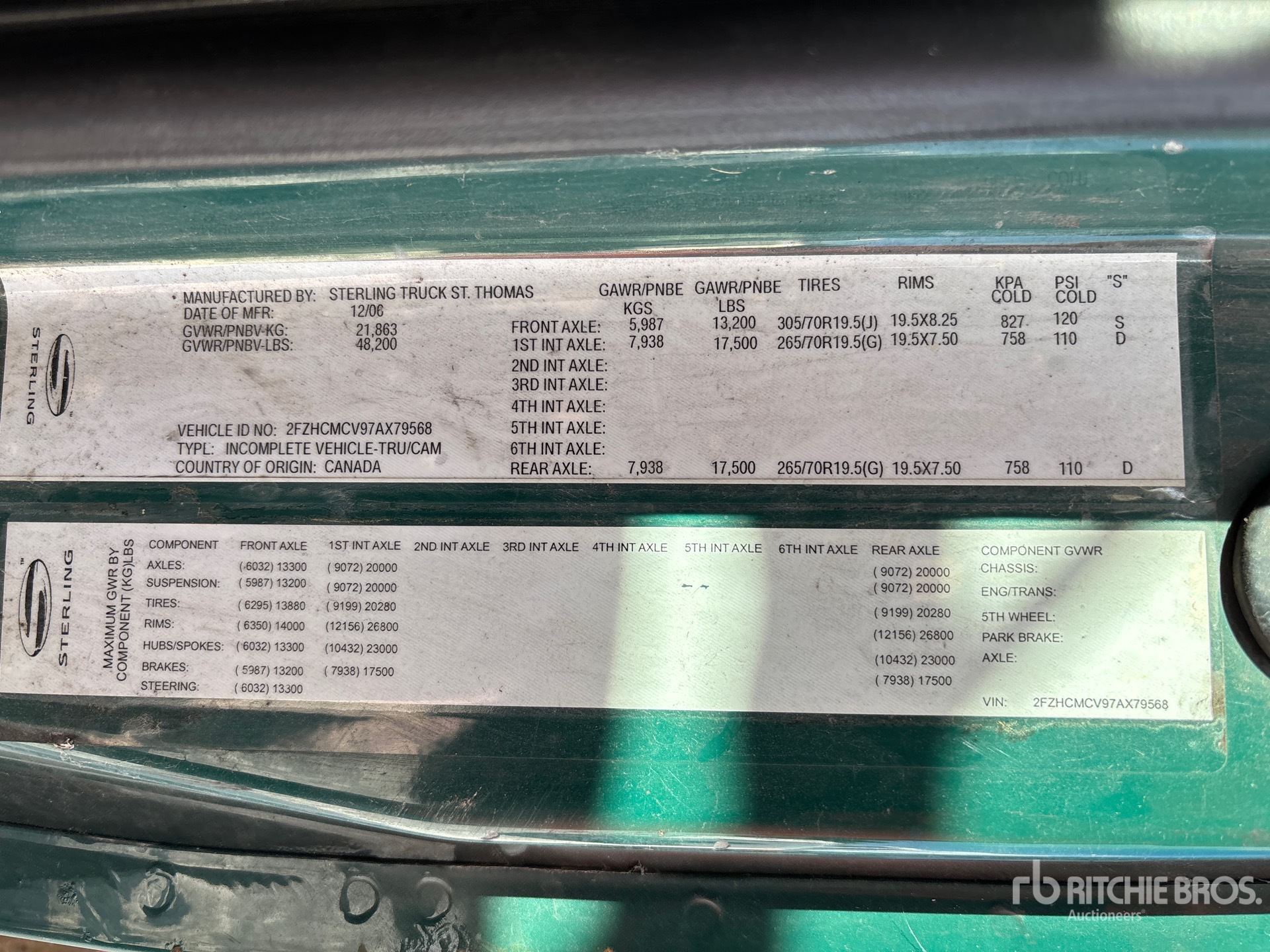 General Appearance with Serial Number / VIN